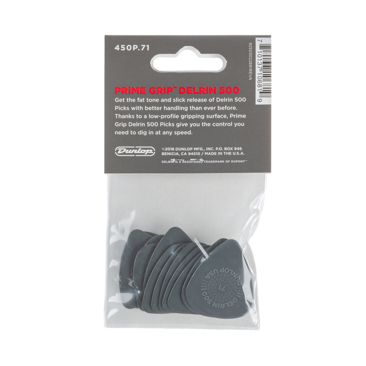 Jim Dunlop DUNLOP PRIMEGRIP .71mm DELRIN 500 GUITAR PICK PLAYER'S PACK 12-PACK - 450P071