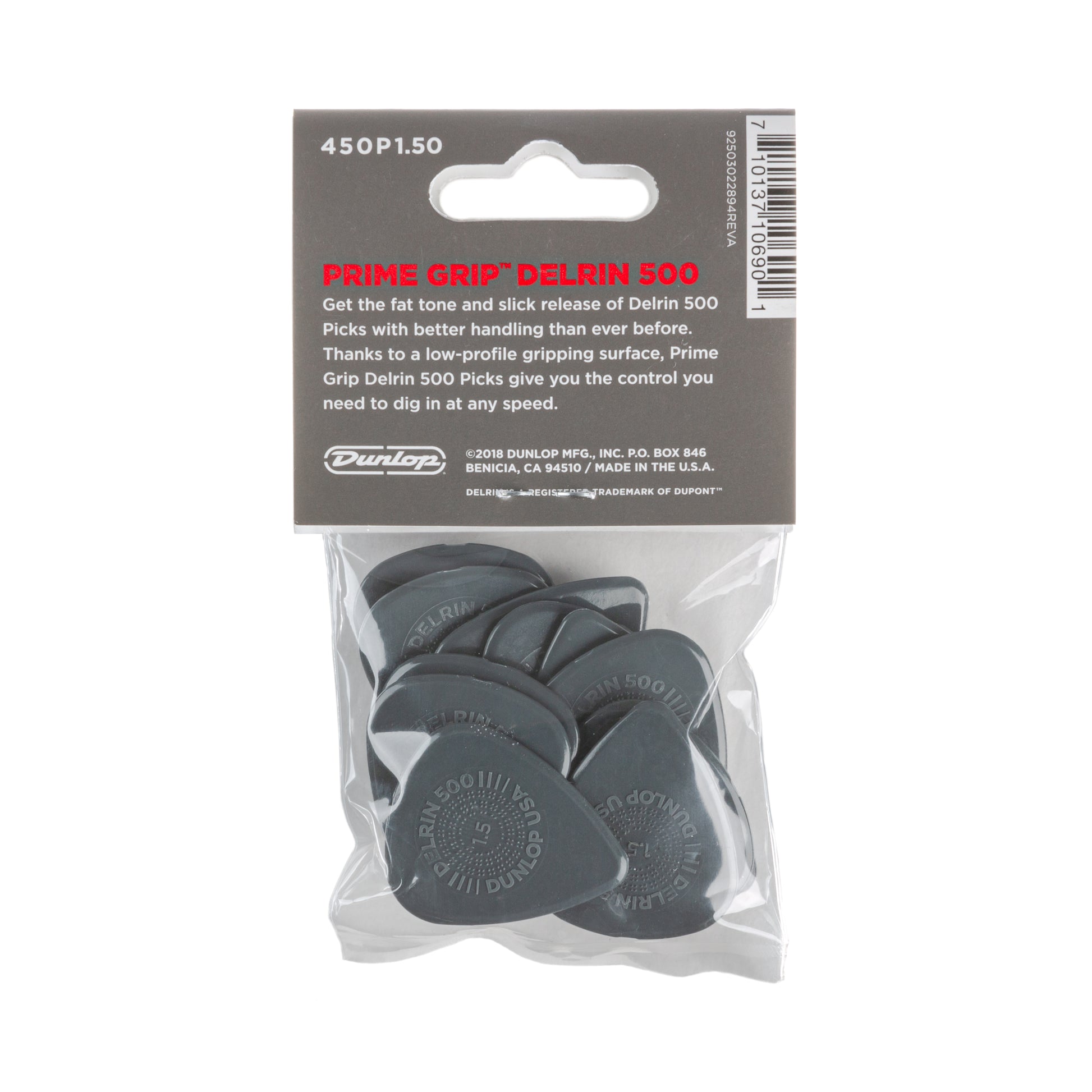 Jim Dunlop DUNLOP PRIMEGRIP 1.50mm DELRIN 500 GUITAR PICK PLAYER'S PACK 12-PACK - 450P150