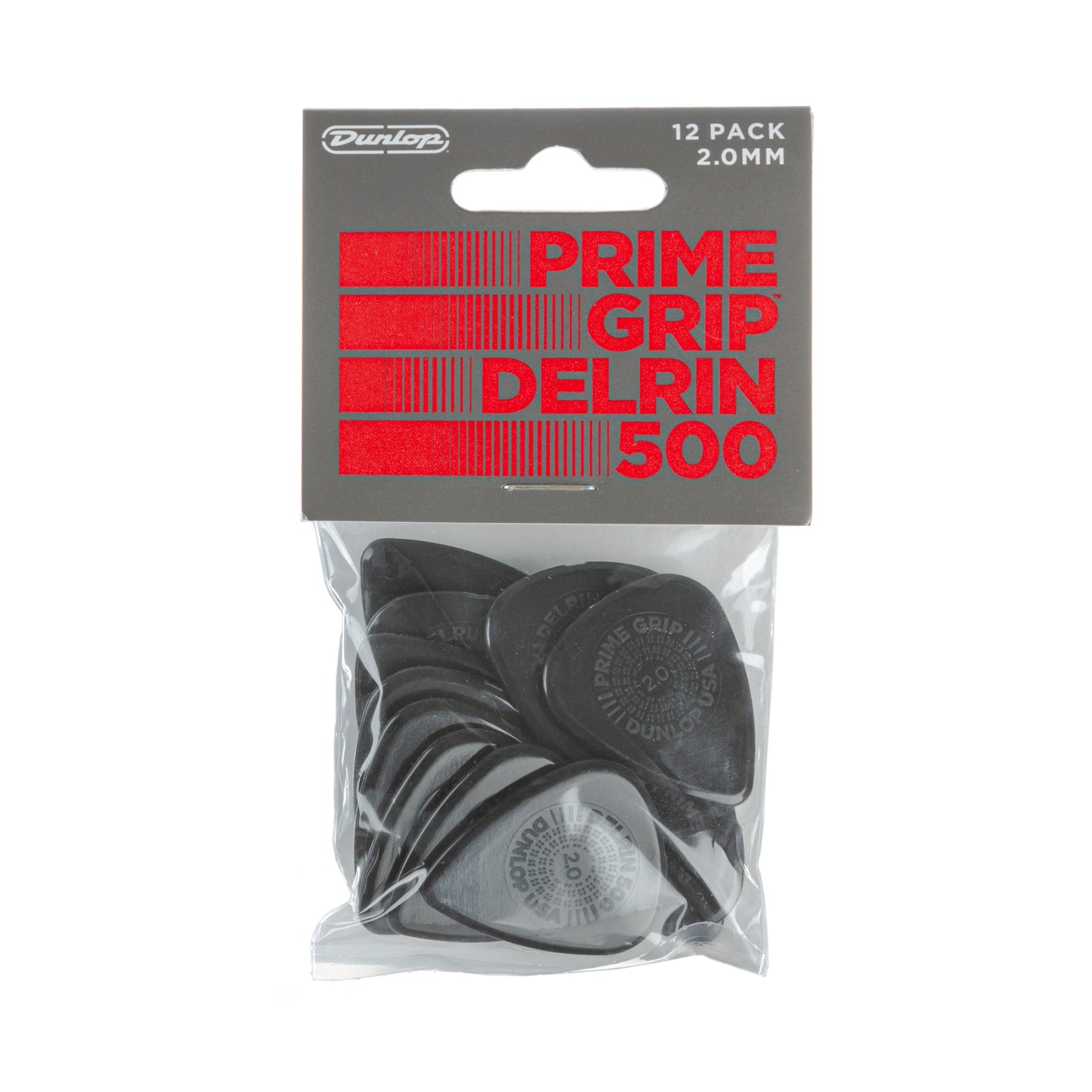 Jim Dunlop DUNLOP PRIMEGRIP 2.0mm DELRIN 500 GUITAR PICK PLAYER'S PACK 12-PACK - 450P200