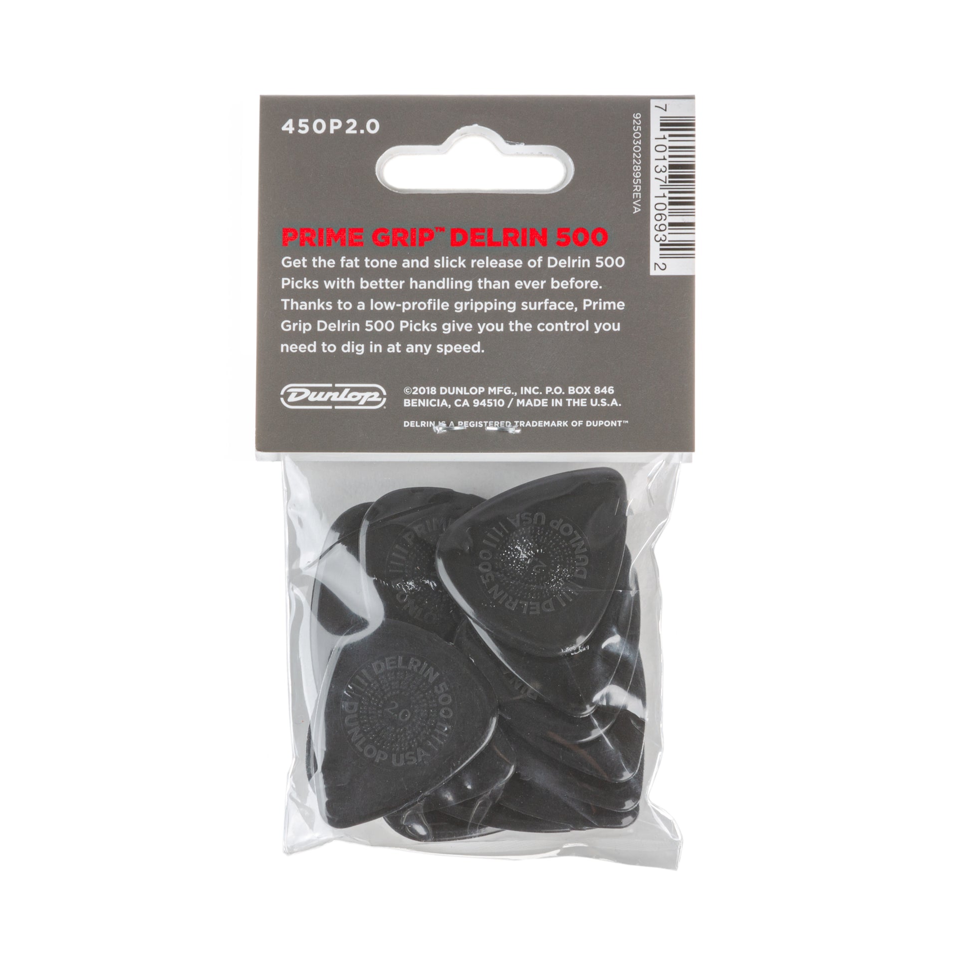 Jim Dunlop DUNLOP PRIMEGRIP 2.0mm DELRIN 500 GUITAR PICK PLAYER'S PACK 12-PACK - 450P200