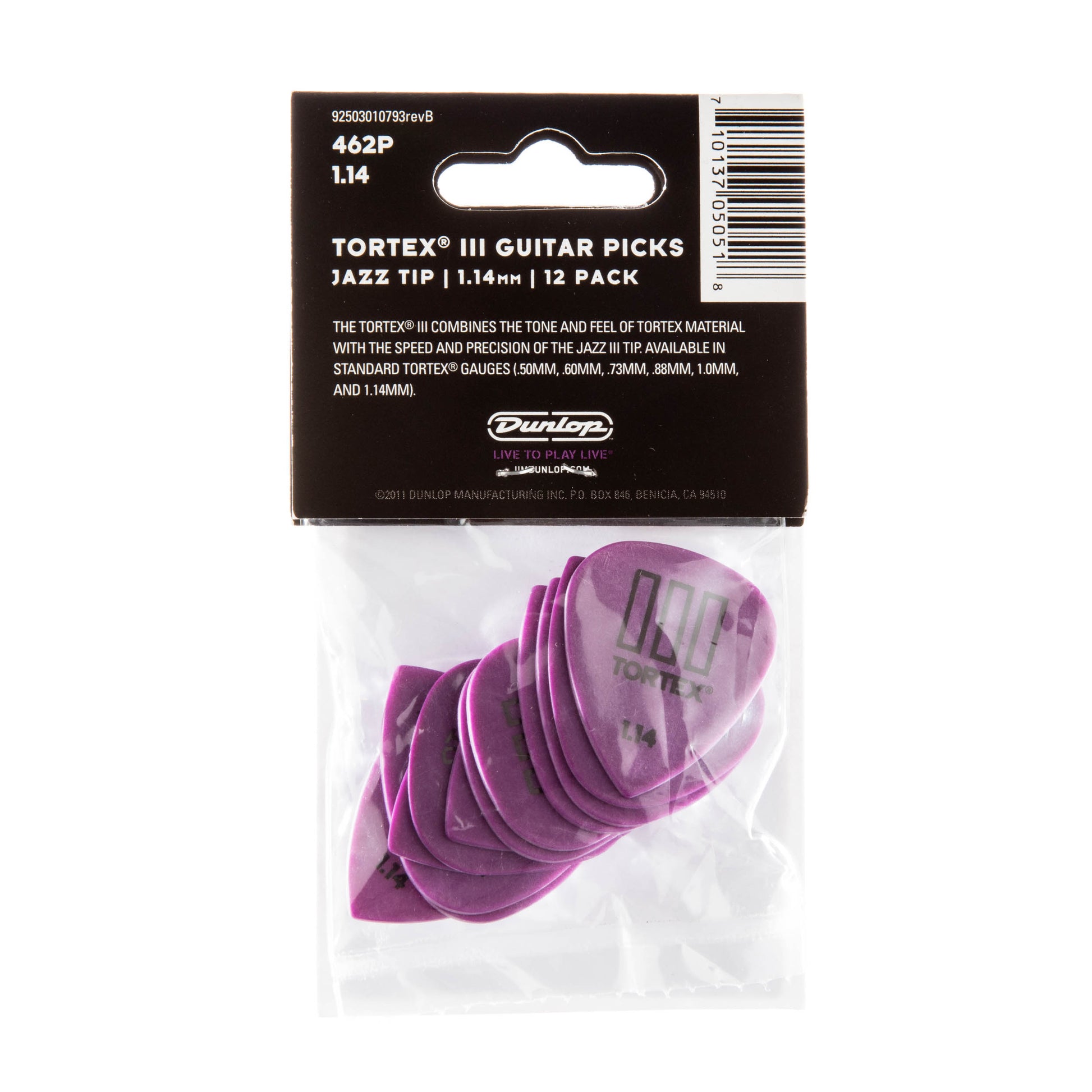 Jim Dunlop DUNLOP TORTEX 1.14mm TIII GUITAR PICK PLAYER'S PACK 12-PACK - 462P114