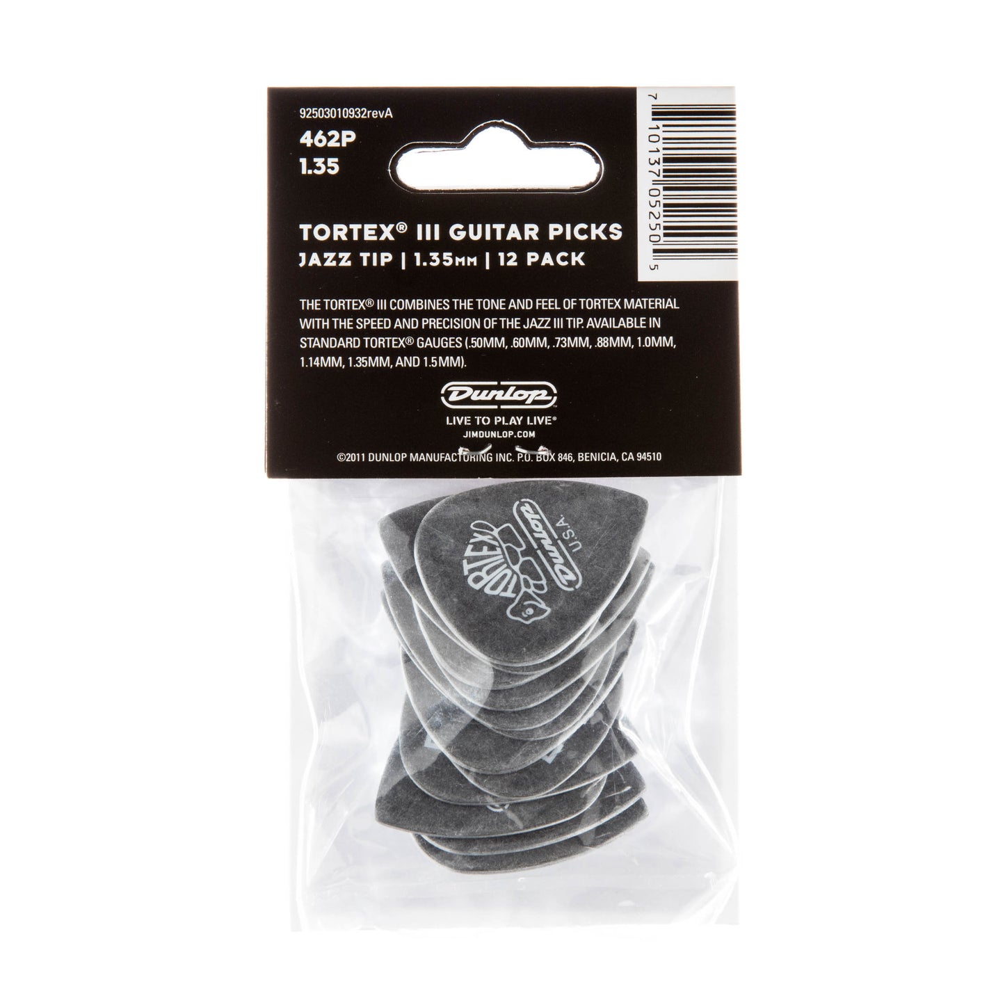 Jim Dunlop DUNLOP TORTEX 1.35mm TIII GUITAR PICK PLAYER'S PACK 12-PACK - 462P135