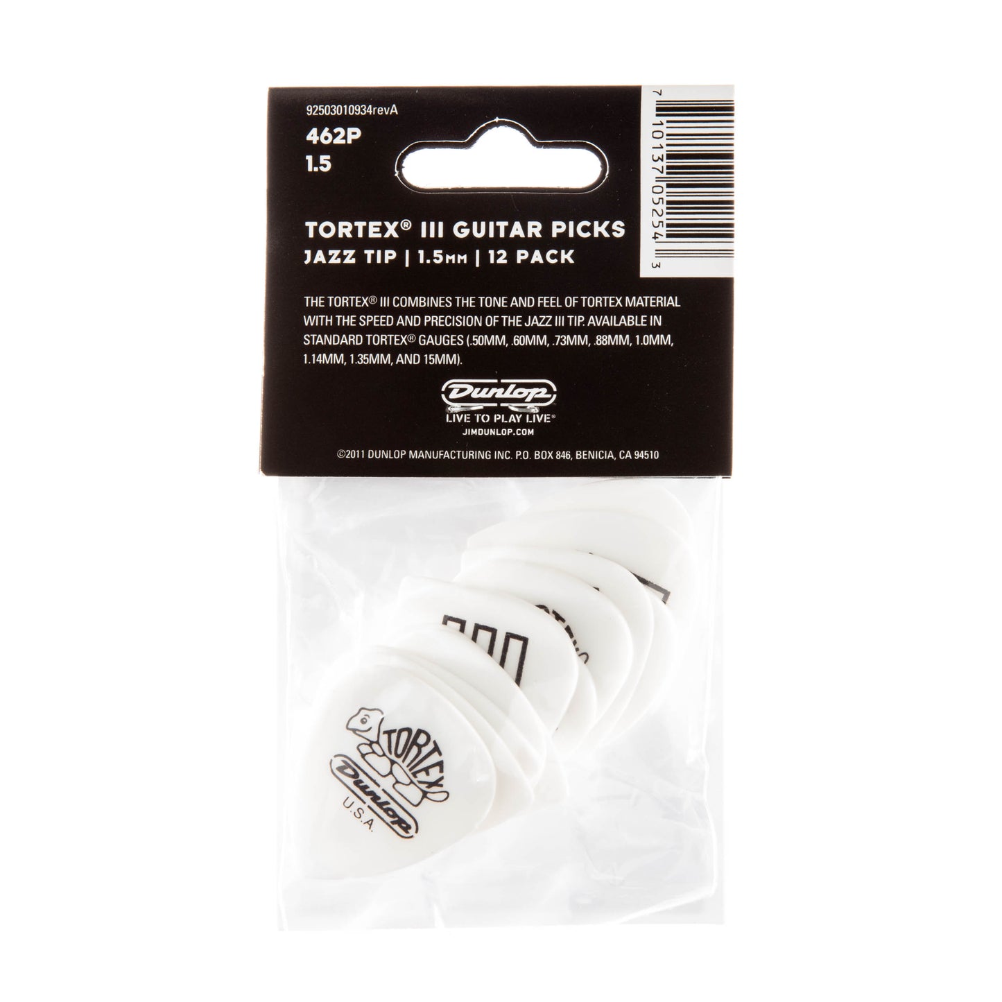 Jim Dunlop DUNLOP TORTEX 1.5mm TIII GUITAR PICK PLAYER'S PACK 12-PACK - 462P150