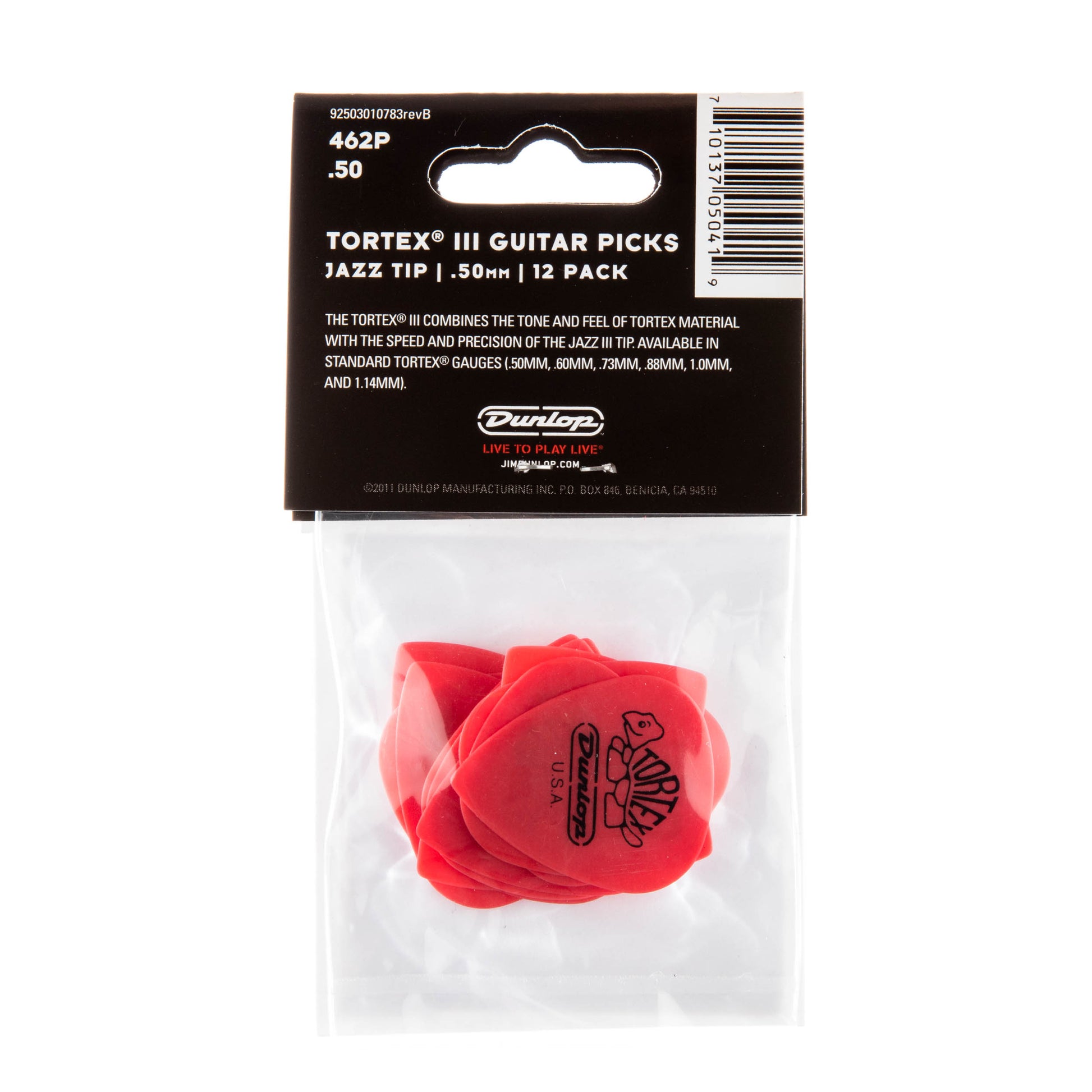 Jim Dunlop DUNLOP TORTEX .50mm TIII GUITAR PICK PLAYER'S PACK 12-PACK - 462P050
