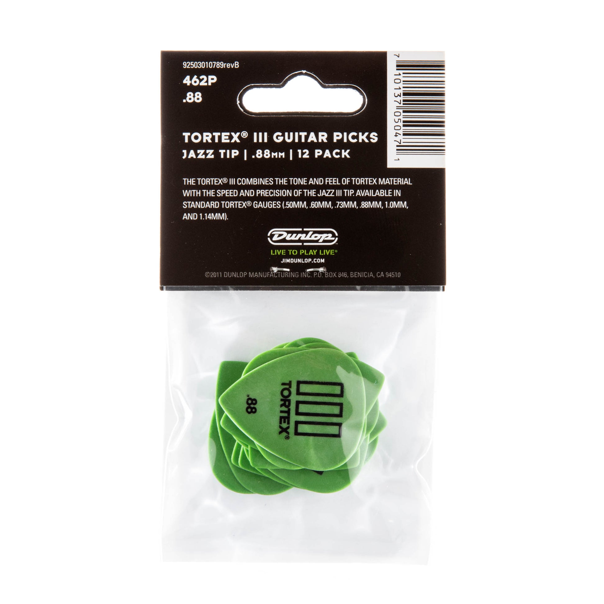 Jim Dunlop DUNLOP TORTEX .88mm TIII GUITAR PICK PLAYER'S PACK 12-PACK - 462P088