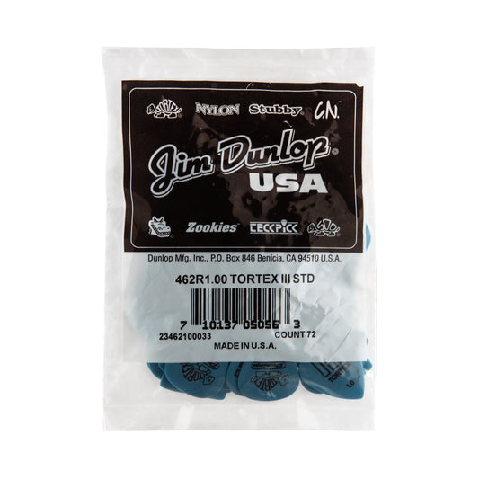 Jim Dunlop DUNLOP TORTEX 1.0mm TIII GUITAR PICK REFILL BAG 72-PACK - 462R100