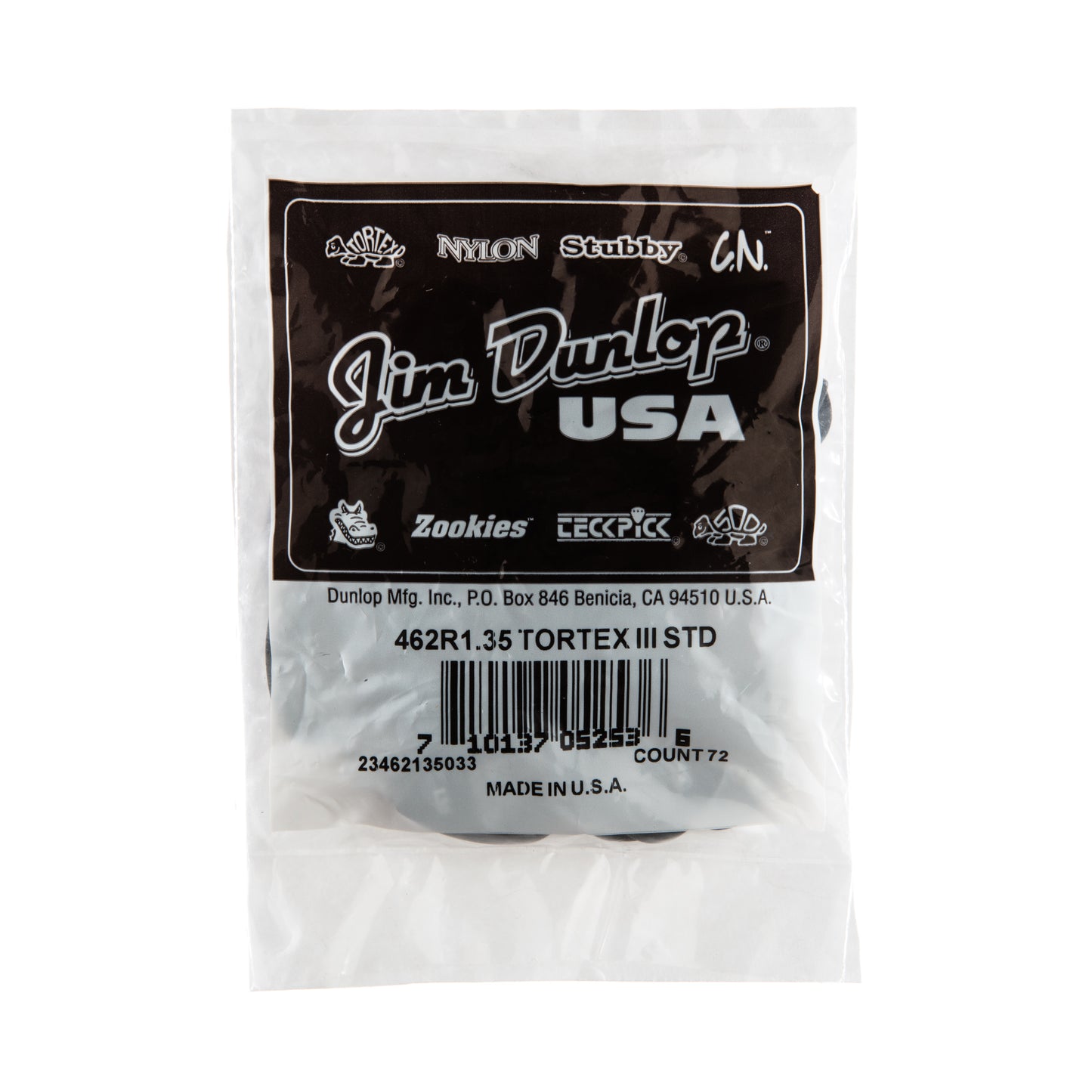 Jim Dunlop DUNLOP TORTEX 1.35mm TIII GUITAR PICK REFILL BAG 72-PACK - 462R135