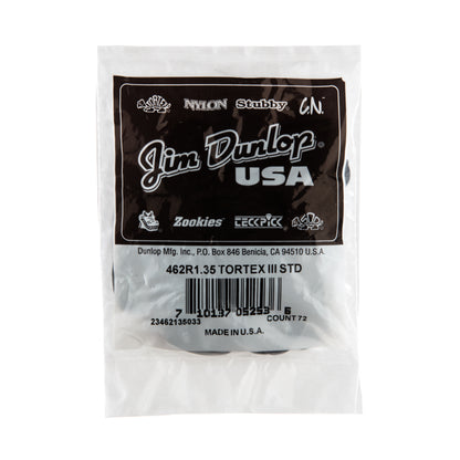 Jim Dunlop DUNLOP TORTEX 1.35mm TIII GUITAR PICK REFILL BAG 72-PACK - 462R135