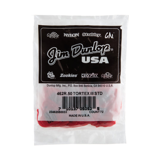 Jim Dunlop DUNLOP TORTEX .50mm TIII GUITAR PICK REFILL BAG 72-PACK - 462R050
