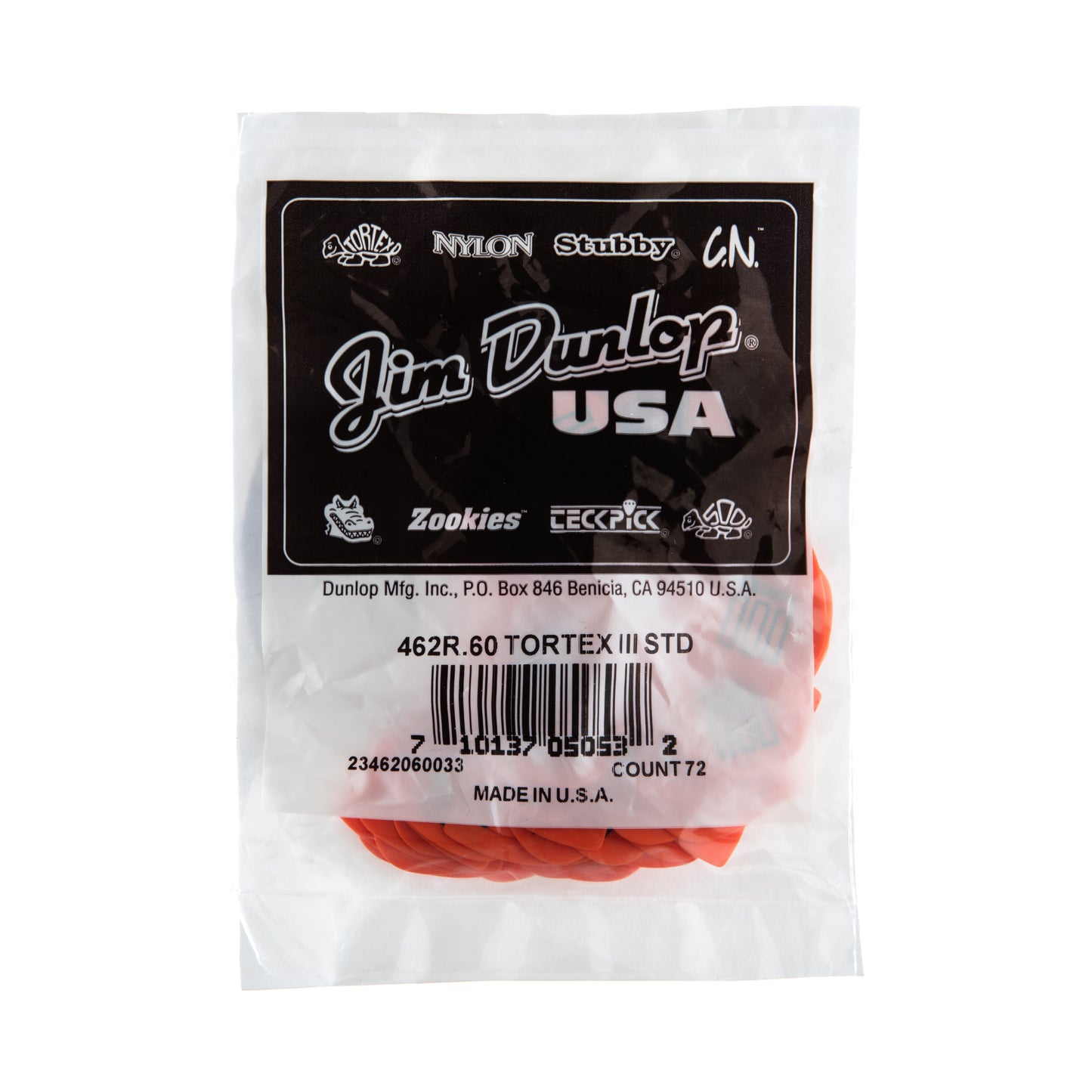 Jim Dunlop DUNLOP TORTEX .60mm TIII GUITAR PICK REFILL BAG 72-PACK - 462R060