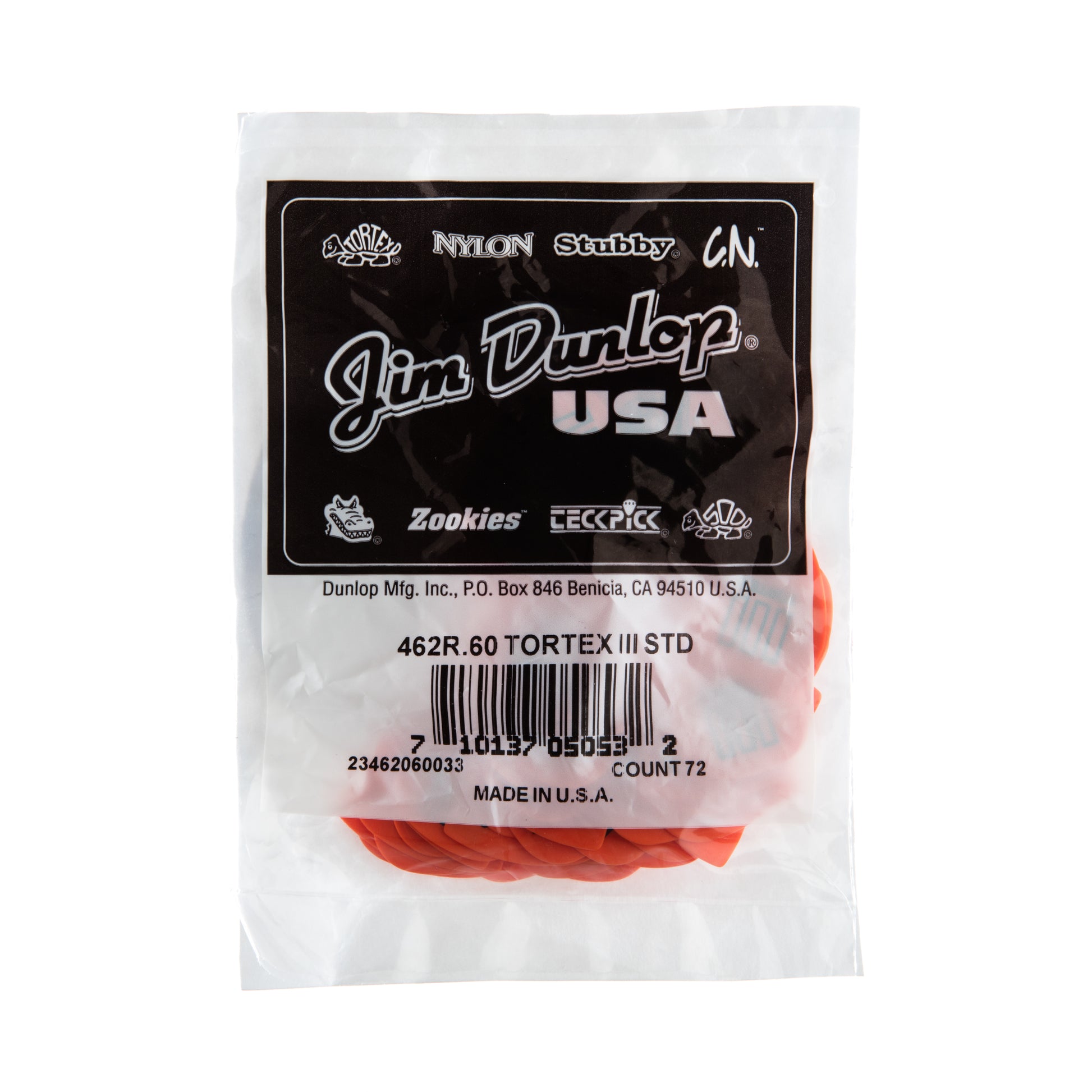 Jim Dunlop DUNLOP TORTEX .60mm TIII GUITAR PICK REFILL BAG 72-PACK - 462R060