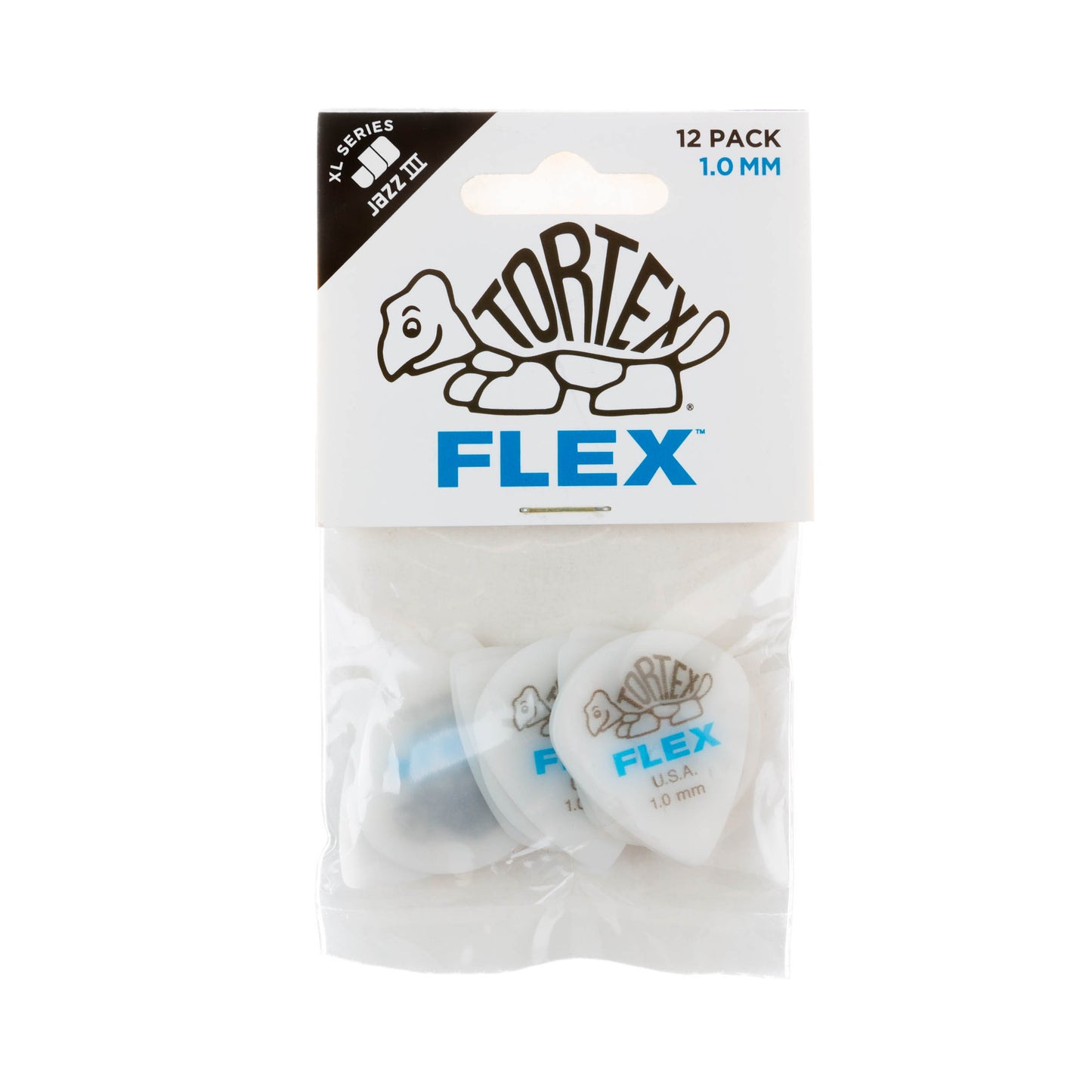 Jim Dunlop DUNLOP TORTEX FLEX 1.0mm JAZZ III XL GUITAR PICK PLAYER'S PACK 12 -PACK - 466P100