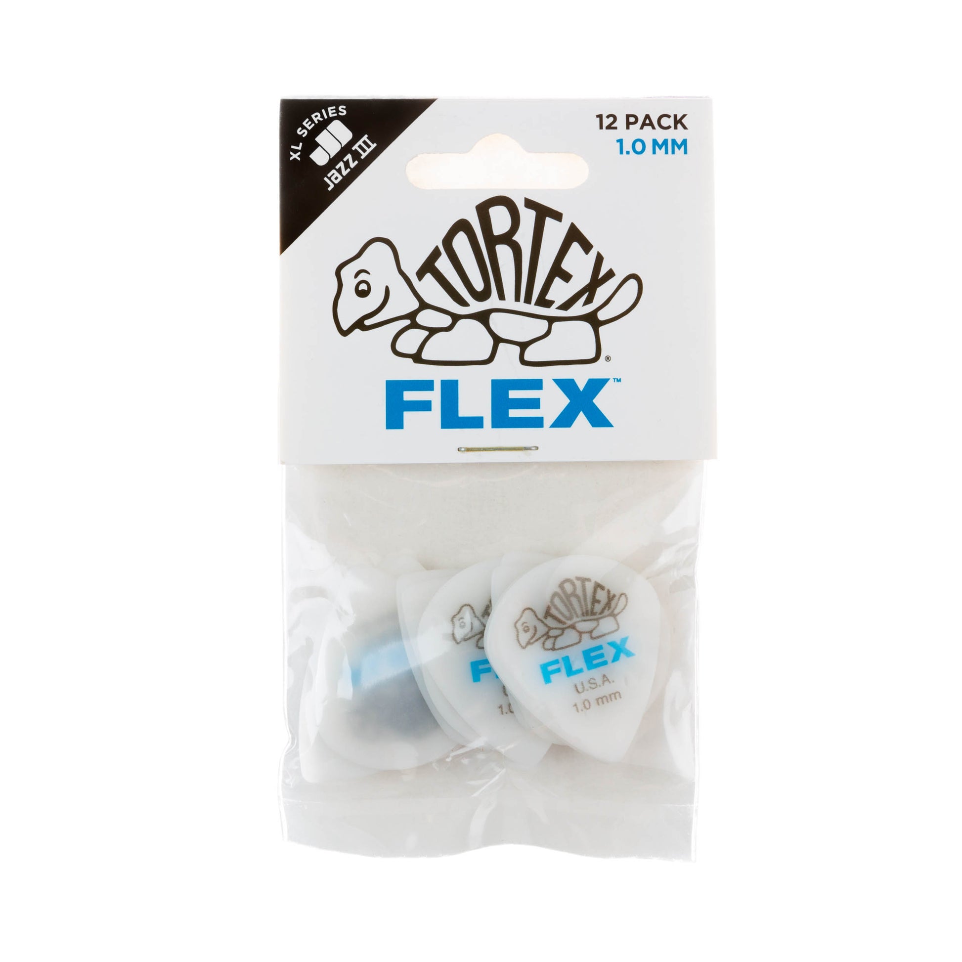 Jim Dunlop DUNLOP TORTEX FLEX 1.0mm JAZZ III XL GUITAR PICK PLAYER'S PACK 12 -PACK - 466P100