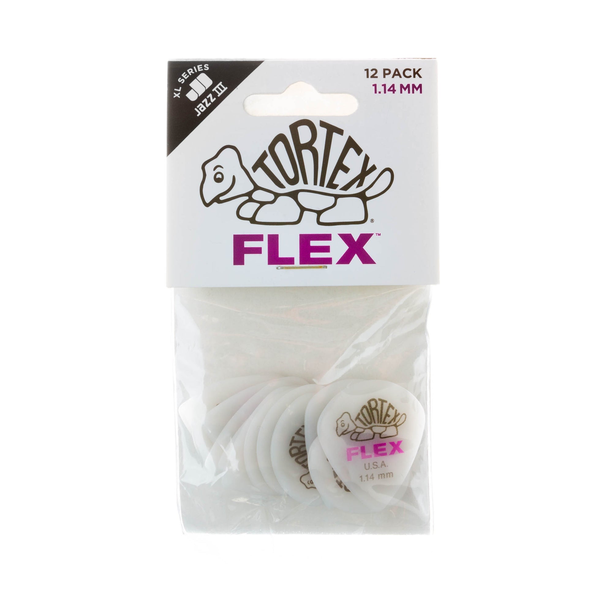 Jim Dunlop DUNLOP TORTEX FLEX 1.14mm JAZZ III XL GUITAR PICK PLAYER'S PACK 12 -PACK - 466P114