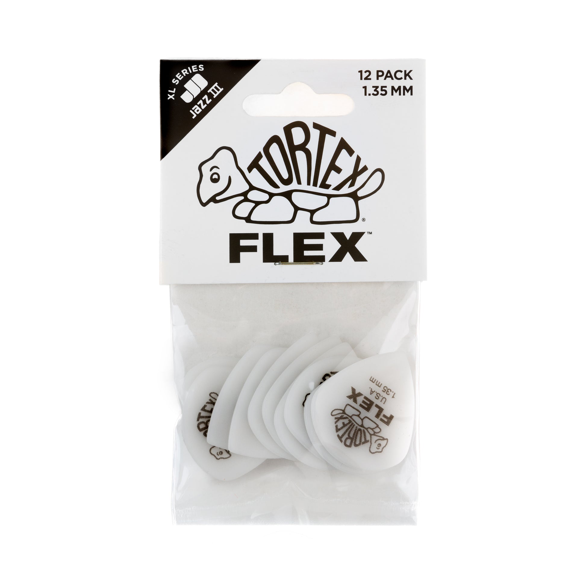 Jim Dunlop DUNLOP TORTEX FLEX 1.35mm JAZZ III XL GUITAR PICK PLAYER'S PACK 12 -PACK - 466P135