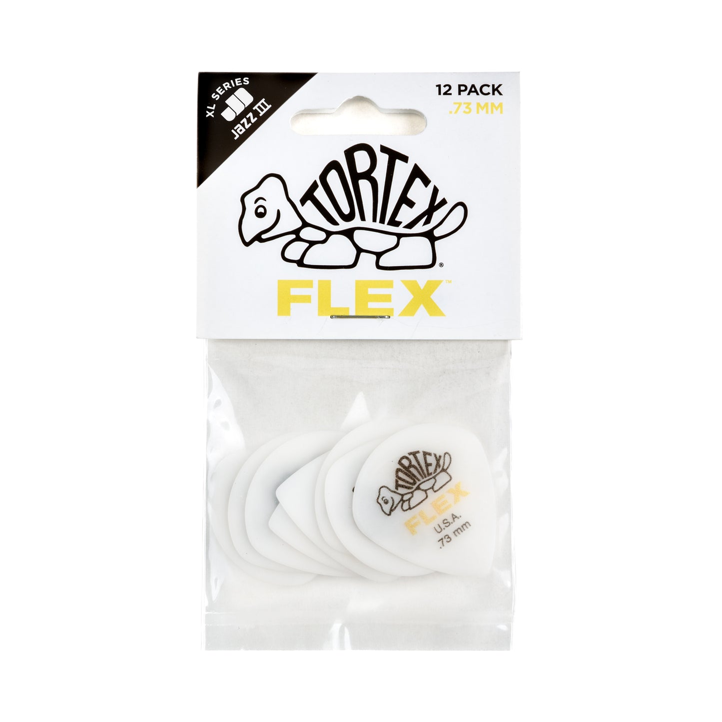 Jim Dunlop DUNLOP TORTEX FLEX .73mm JAZZ III XL GUITAR PICK PLAYER'S PACK 12 -PACK - 466P073