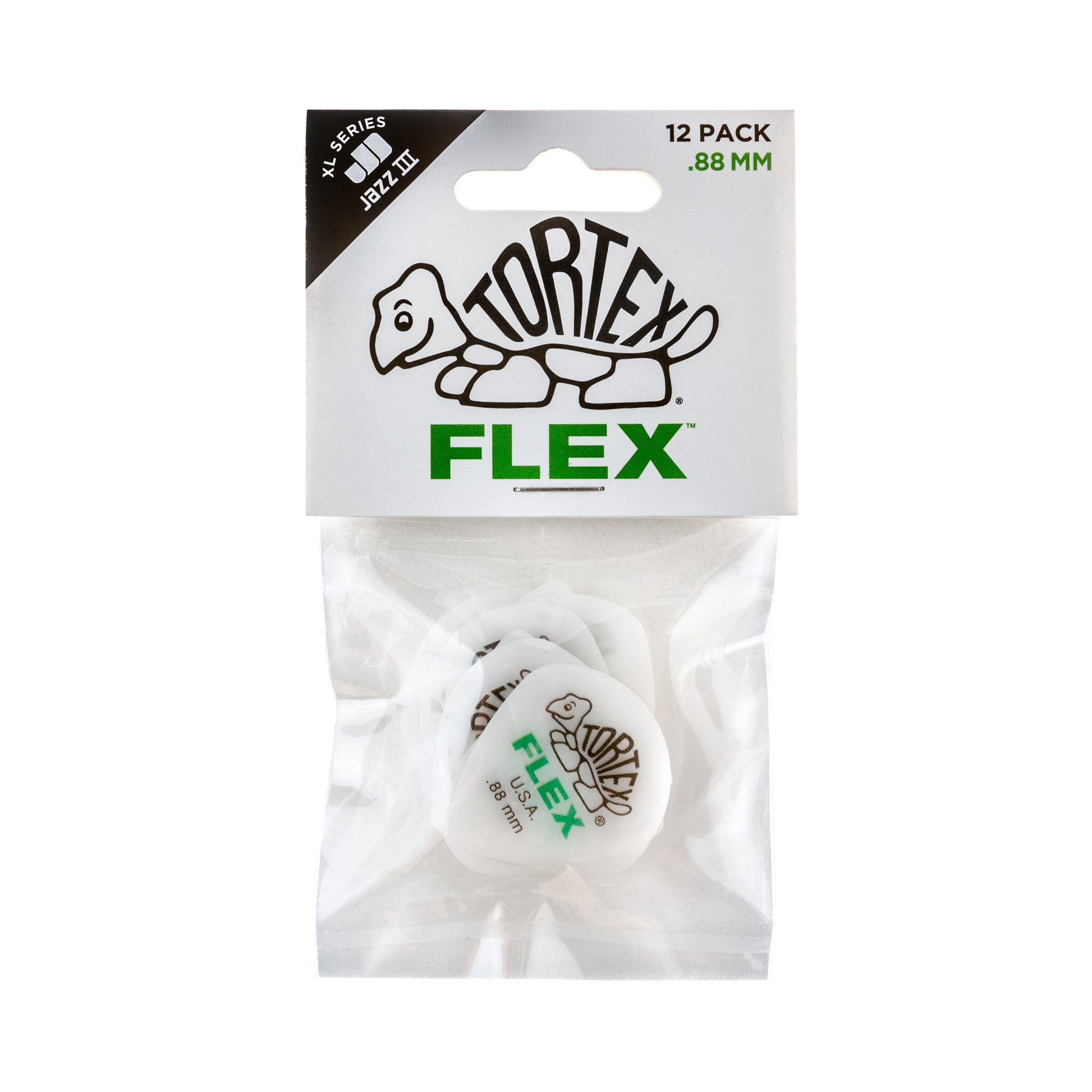 Jim Dunlop DUNLOP TORTEX FLEX .88mm JAZZ III XL GUITAR PICK PLAYER'S PACK 12 -PACK - 466P088