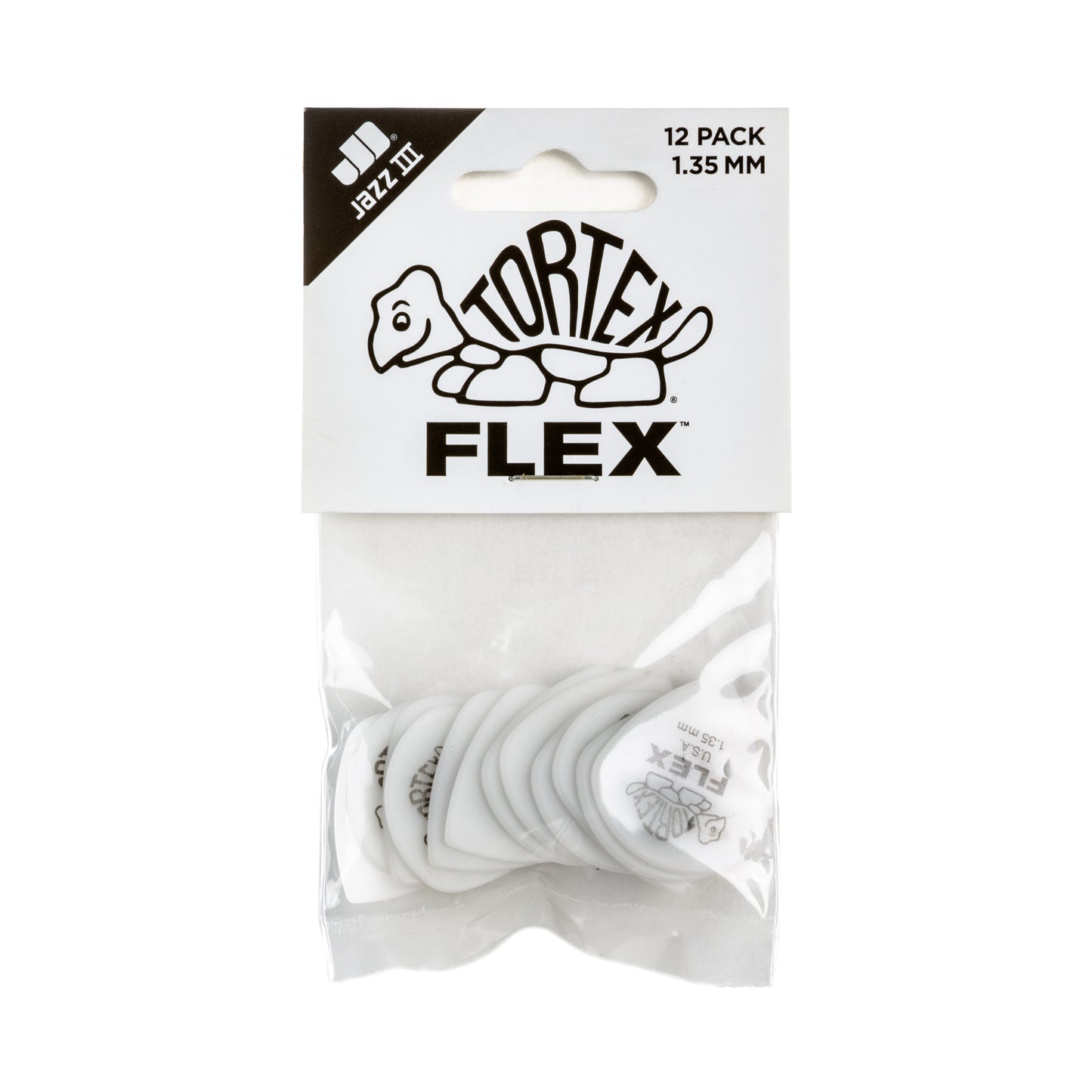 Jim Dunlop DUNLOP TORTEX FLEX 1.35mm JAZZ III GUITAR PICK PLAYER'S PACK 12 -PACK - 468P135