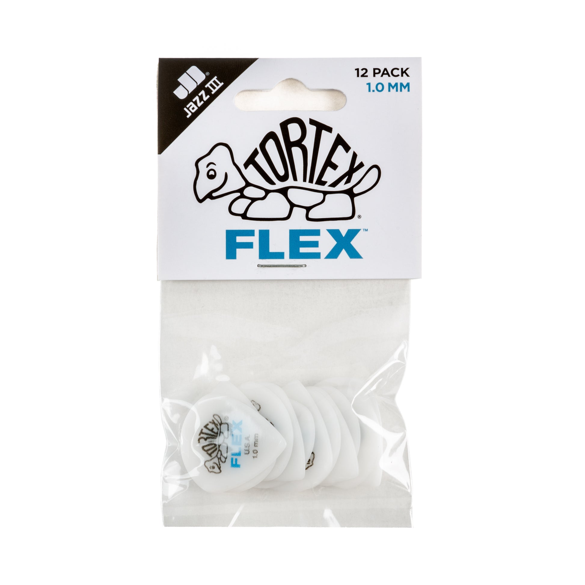 Jim Dunlop DUNLOP TORTEX FLEX 1.0mm JAZZ III GUITAR PICK PLAYER'S PACK 12 -PACK - 468P100
