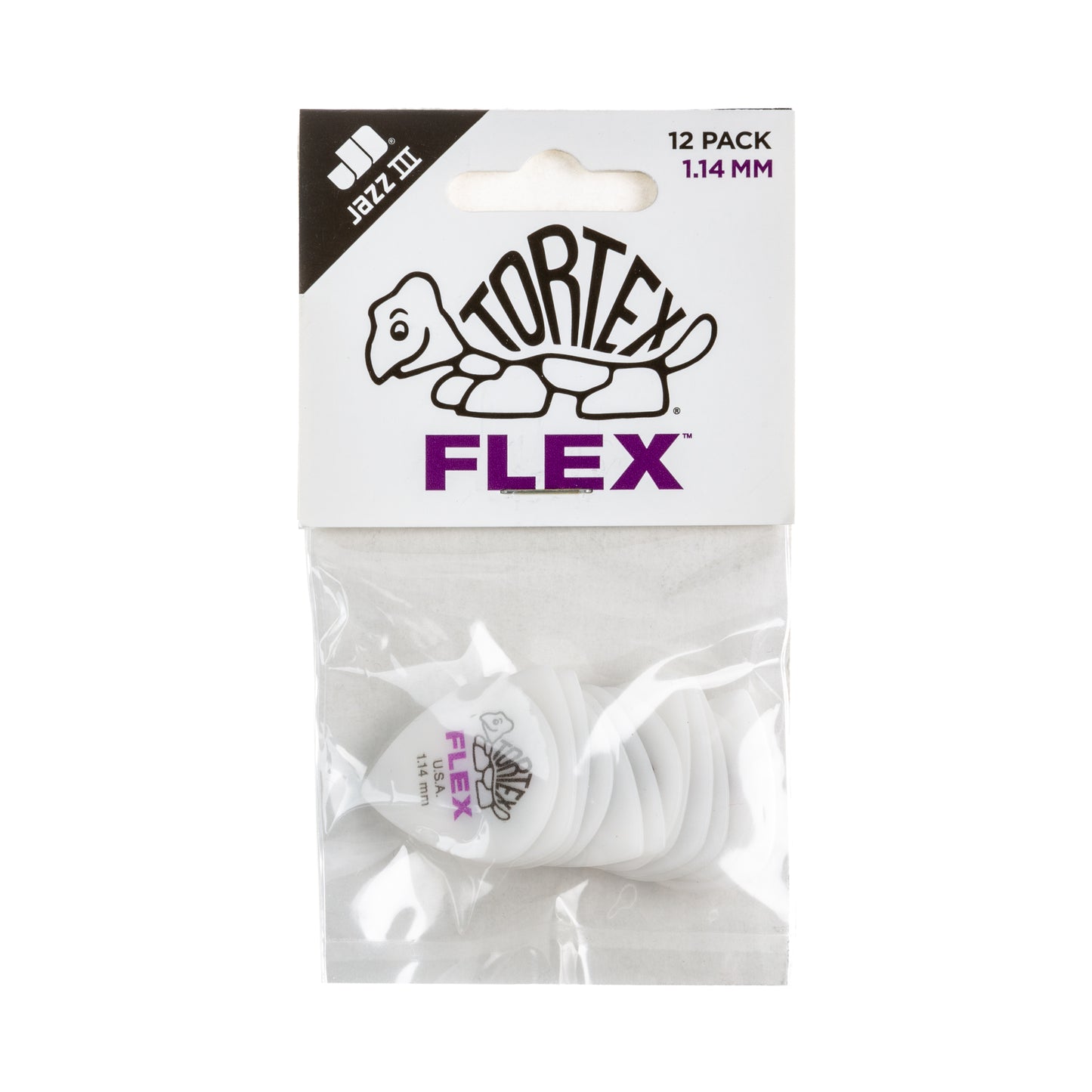 Jim Dunlop DUNLOP TORTEX FLEX 1.14mm JAZZ III GUITAR PICK PLAYER'S PACK 12 -PACK - 468P114