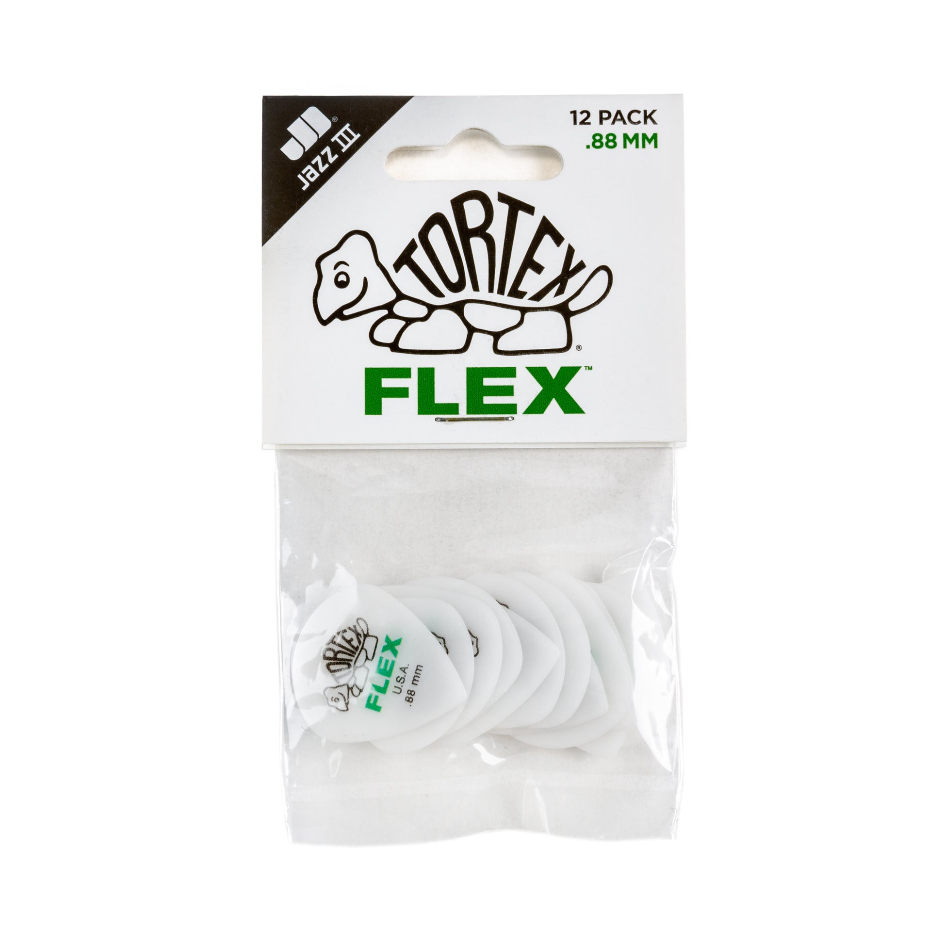 Jim Dunlop DUNLOP TORTEX FLEX .88mm JAZZ III GUITAR PICK PLAYER'S PACK 12 -PACK - 468P088