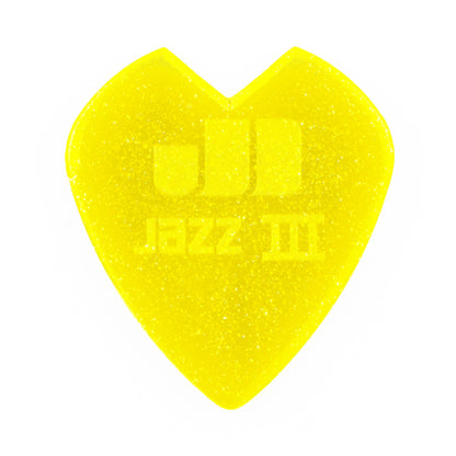 Jim Dunlop DUNLOP KIRK HAMMETT 1.38mm JAZZ III YELLOW GLITTER GUITAR PICK PLAYER'S PACK 06-PACK - 47PKH3NYS
