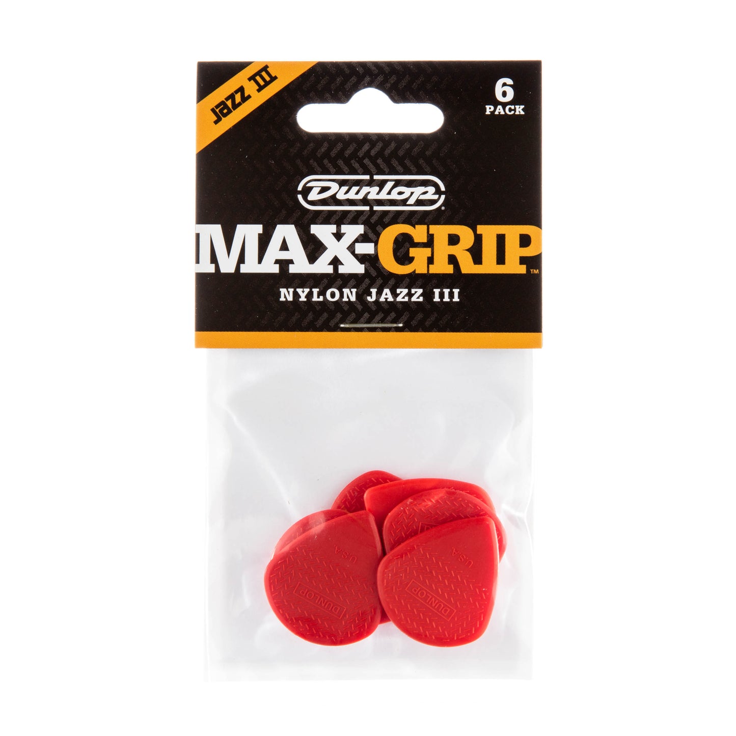 Jim Dunlop DUNLOP MAX GRIP JAZZ III 1.38mm NYLON GUITAR PICK PLAYER'S PACK 06-PACK - 471P3N