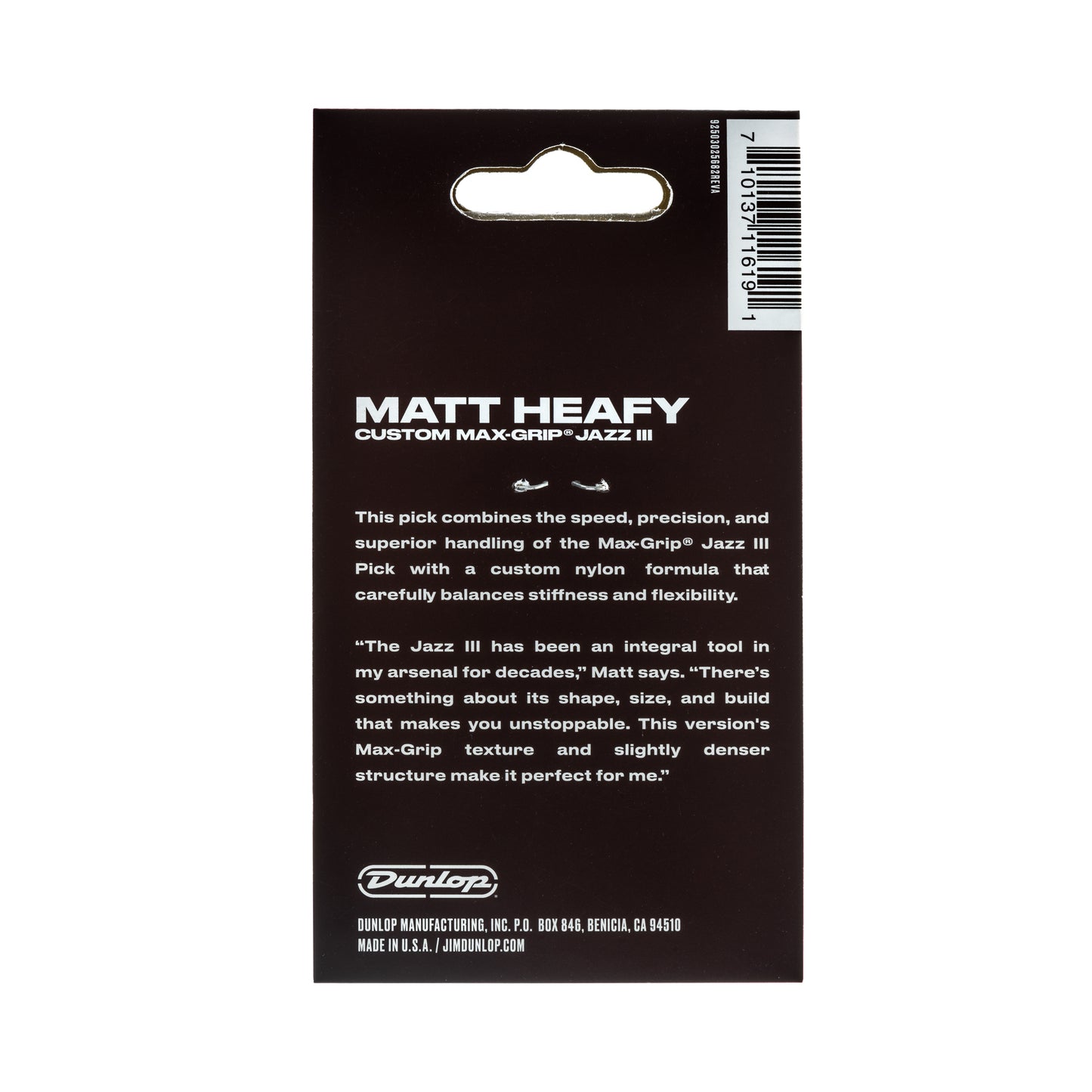 Jim Dunlop DUNLOP MATT HEAFY CUSTOM MAX-GRIP 1.38mm JAZZ III GUITAR PICK PLAYER'S PACK 06-PACK - 471P3SMH