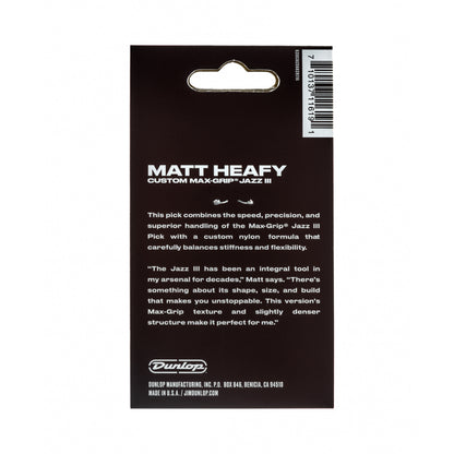 Jim Dunlop DUNLOP MATT HEAFY CUSTOM MAX-GRIP 1.38mm JAZZ III GUITAR PICK PLAYER'S PACK 06-PACK - 471P3SMH