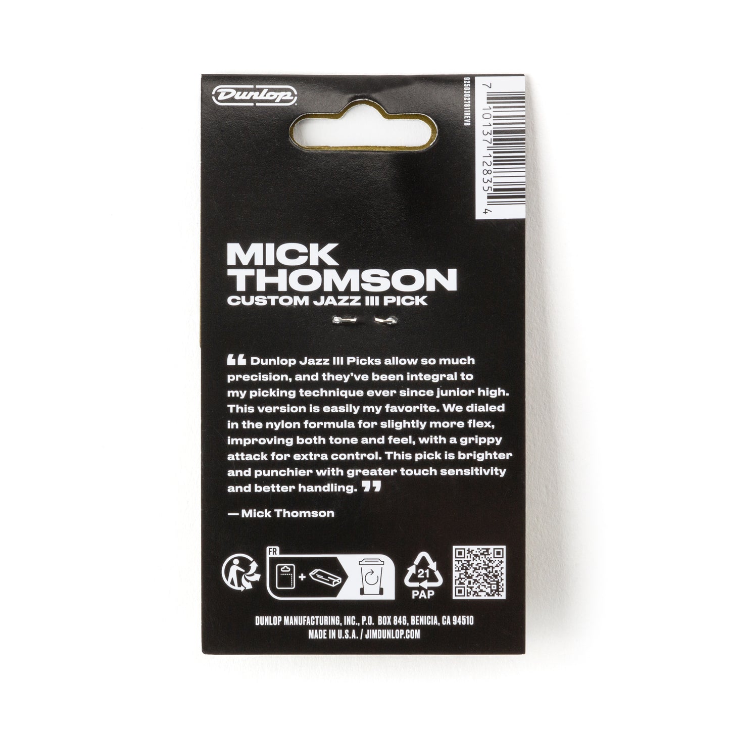 Jim Dunlop DUNLOP MICK THOMSON CUSTOM 1.38mm JAZZ III GUITAR PICK PLAYER'S PACK 06-PACK - 471PMT