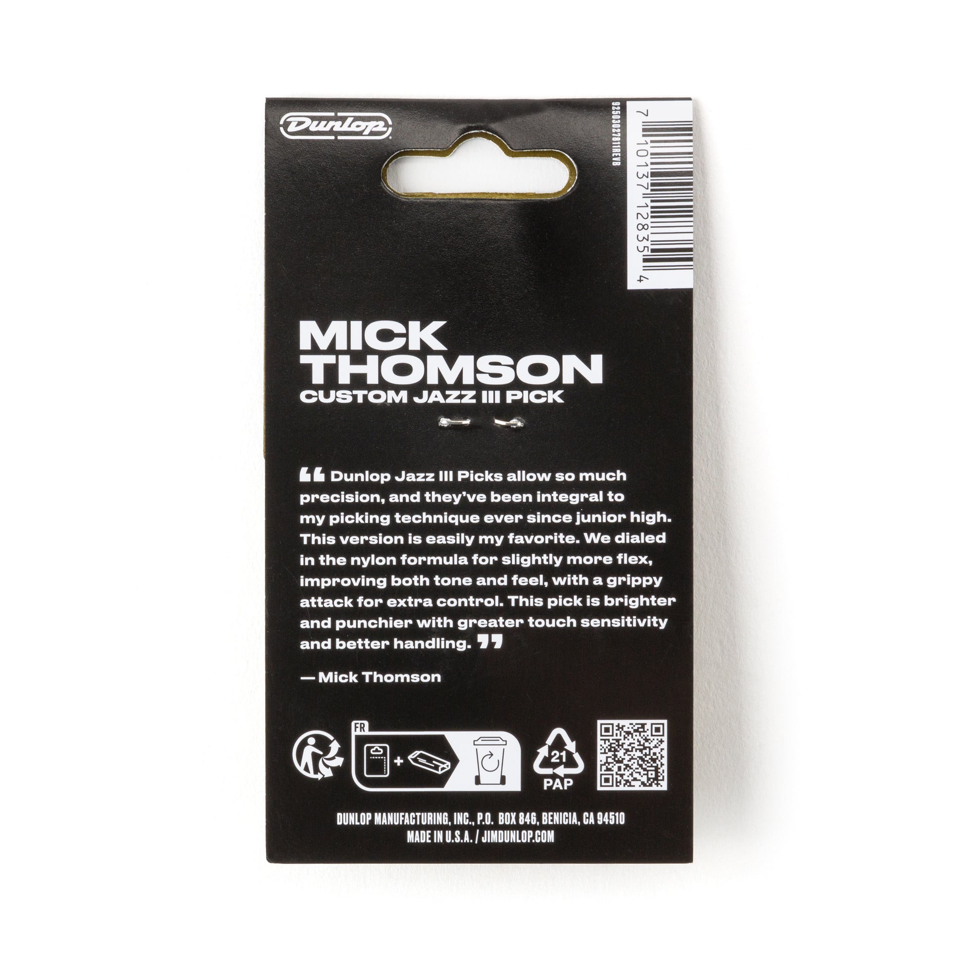 Jim Dunlop DUNLOP MICK THOMSON CUSTOM 1.38mm JAZZ III GUITAR PICK PLAYER'S PACK 06-PACK - 471PMT