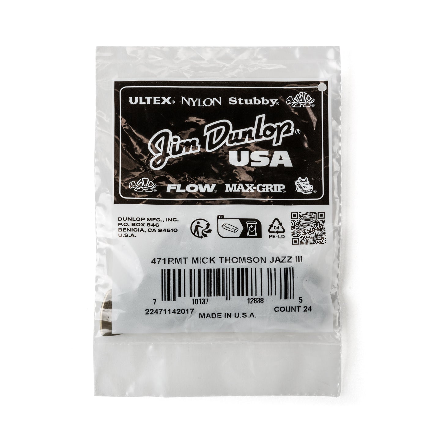 Jim Dunlop DUNLOP MICK THOMSON CUSTOM 1.38mm JAZZ III GUITAR PICK REFILL BAG 24-PACK - 471RMT