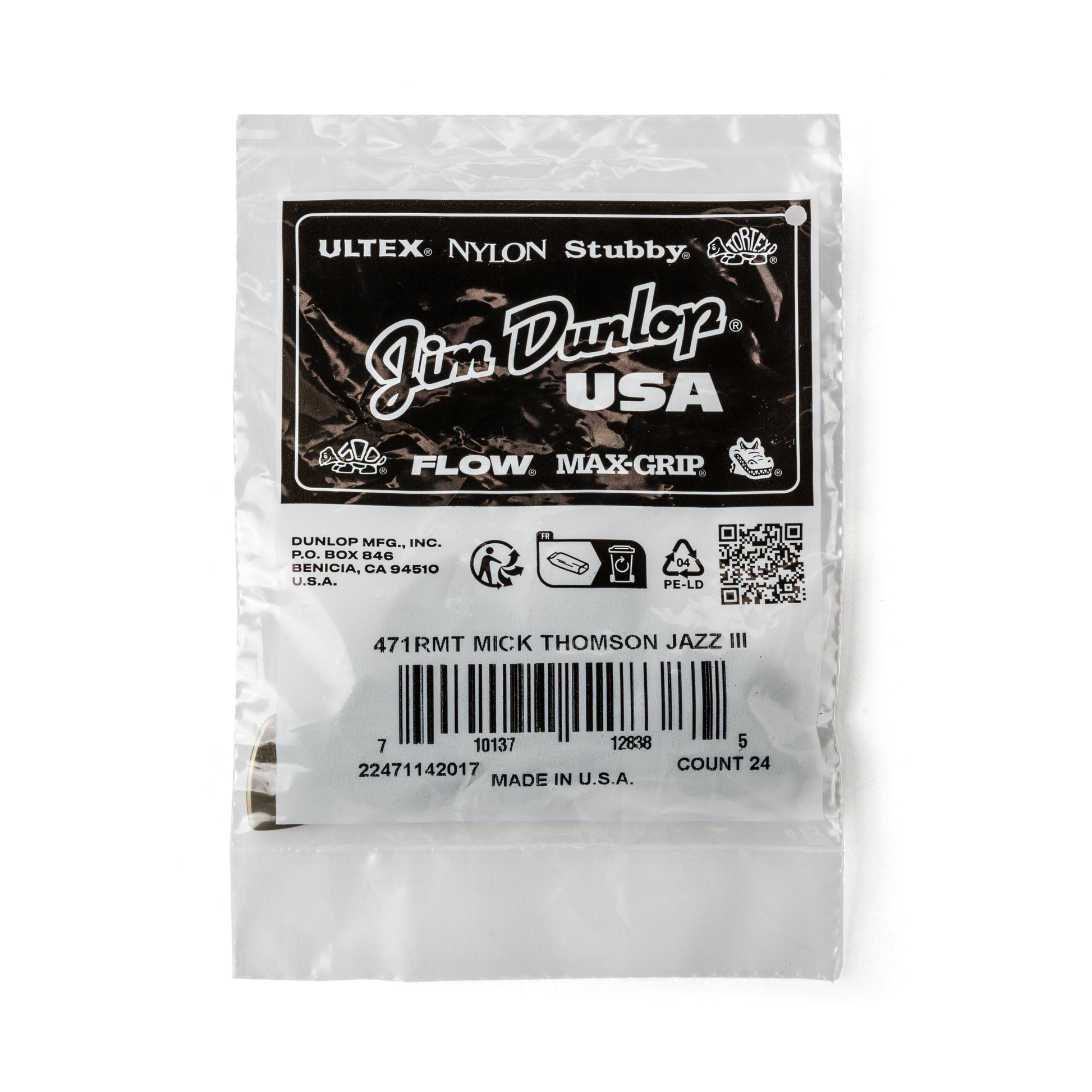 Jim Dunlop DUNLOP MICK THOMSON CUSTOM 1.38mm JAZZ III GUITAR PICK REFILL BAG 24-PACK - 471RMT