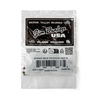 Jim Dunlop DUNLOP MICK THOMSON CUSTOM 1.38mm JAZZ III GUITAR PICK REFILL BAG 24-PACK - 471RMT
