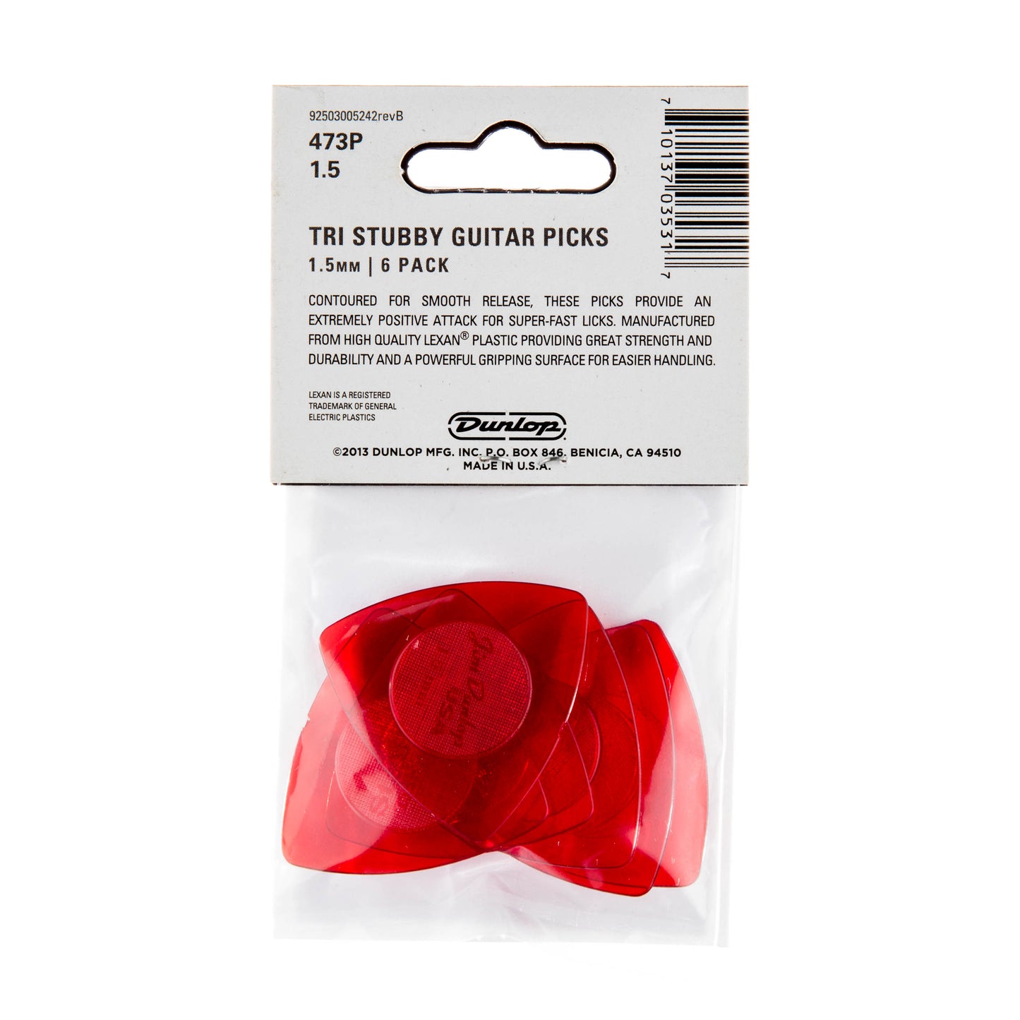 Jim Dunlop DUNLOP TRI STUBBY 1.5mm GUITAR PICK PLAYER'S PACK 06-PACK - 473P150