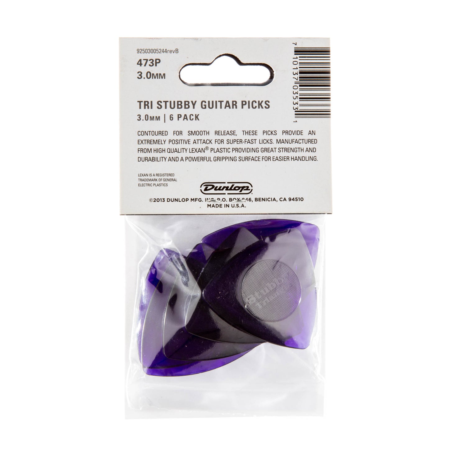 Jim Dunlop DUNLOP TRI STUBBY 3.0mm GUITAR PICK PLAYER'S PACK 06-PACK - 473P300