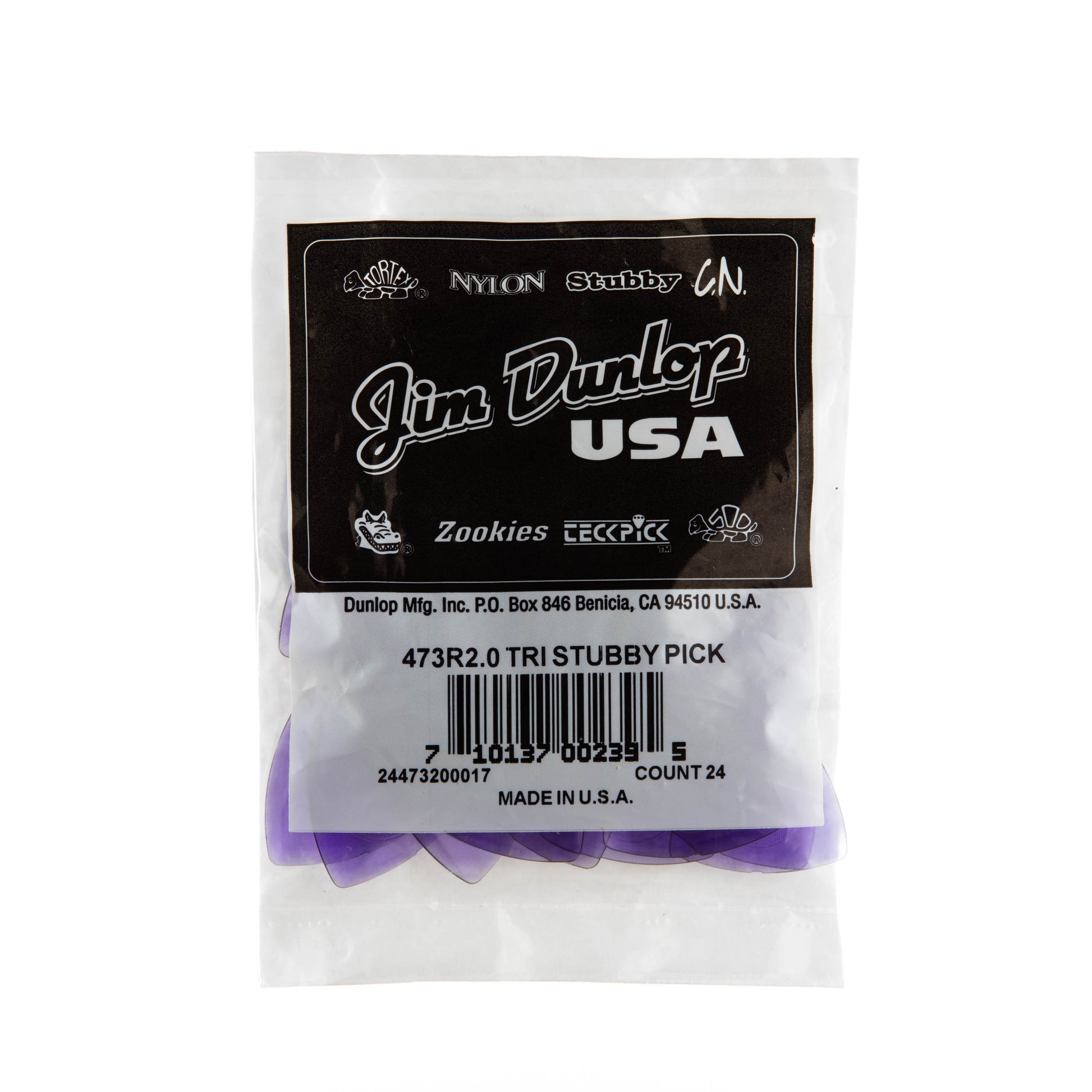 Jim Dunlop DUNLOP TRI STUBBY 2.0mm GUITAR PICK REFILL BAG 24-PACK - 473R200