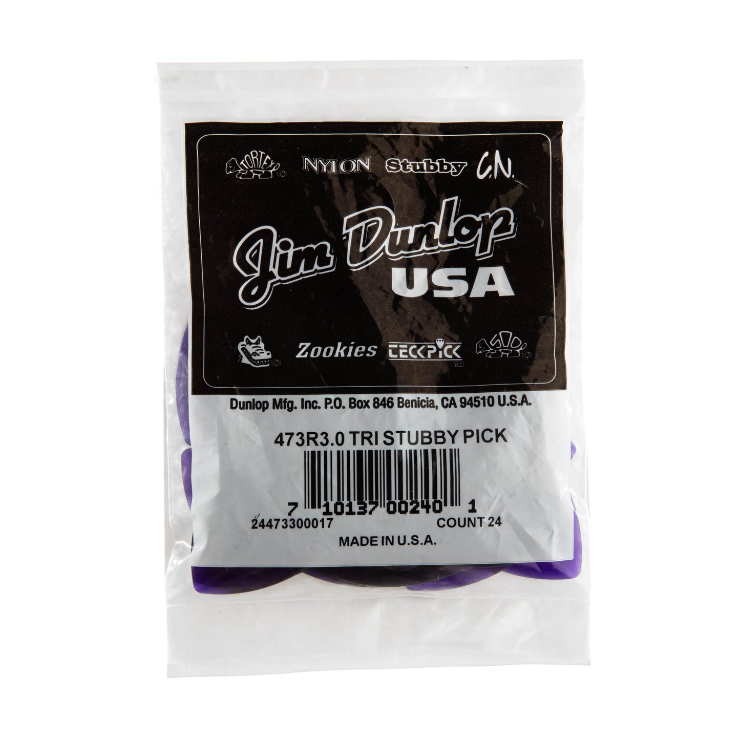 Jim Dunlop DUNLOP TRI STUBBY 3.0mm GUITAR PICK REFILL BAG 24-PACK - 473R300