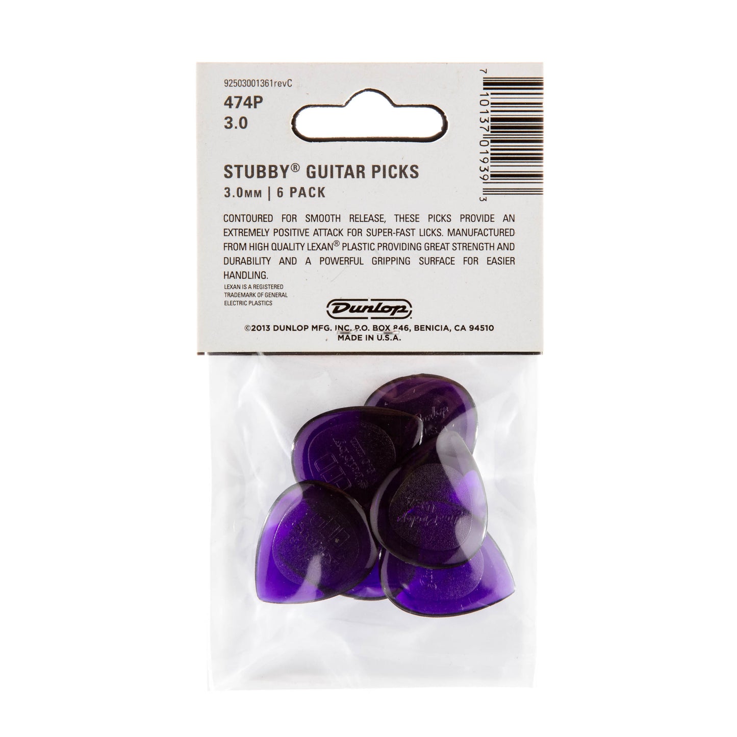 Jim Dunlop DUNLOP STUBBY 3.0mm JAZZ GUITAR PICK PLAYER'S PACK 06-PACK - 474P300