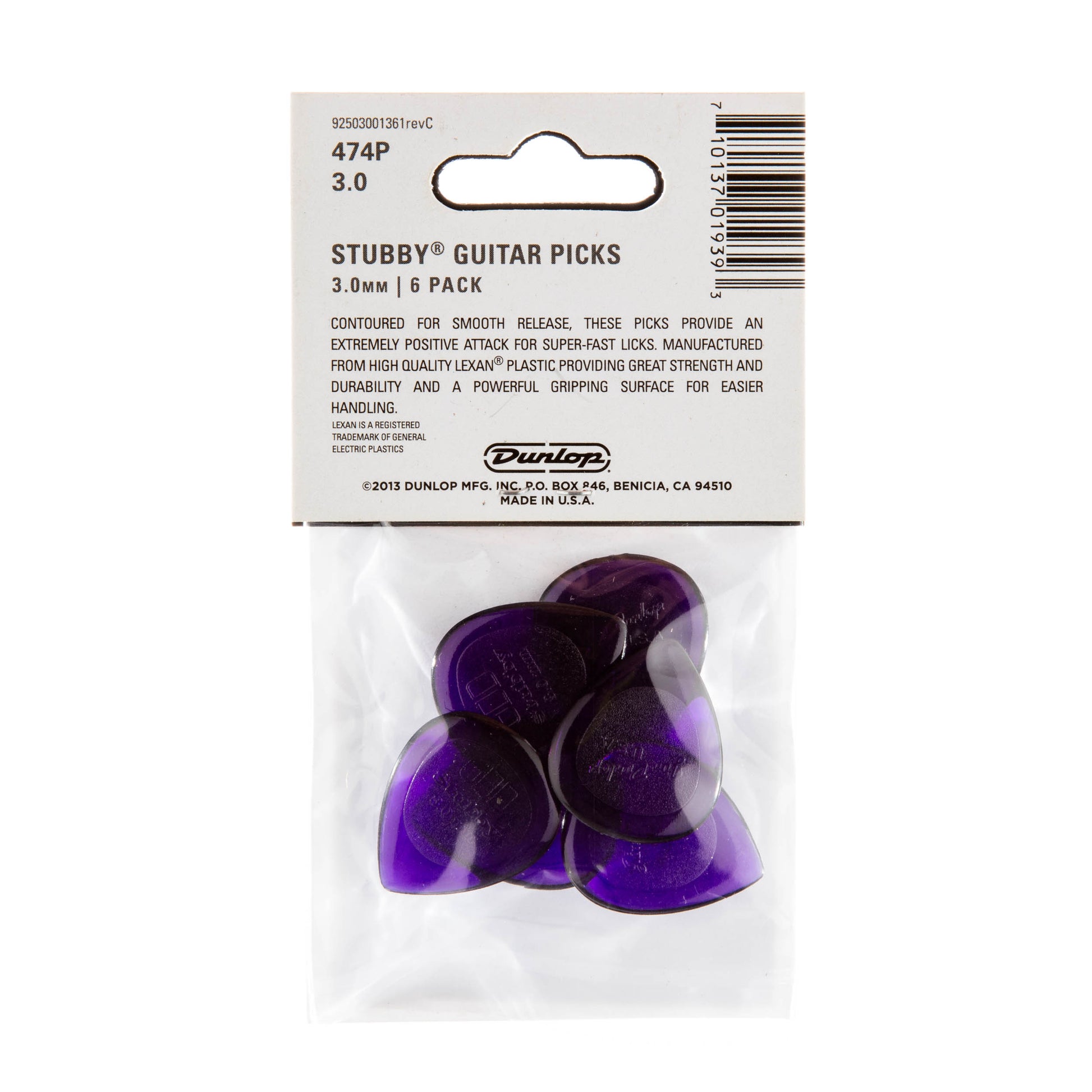 Jim Dunlop DUNLOP STUBBY 3.0mm JAZZ GUITAR PICK PLAYER'S PACK 06-PACK - 474P300