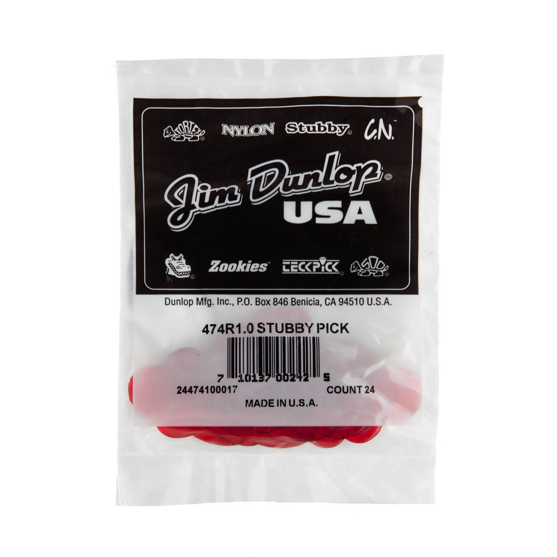 Jim Dunlop DUNLOP STUBBY 1.0mm JAZZ GUITAR PICK REFILL BAG 24-PACK - 474R100