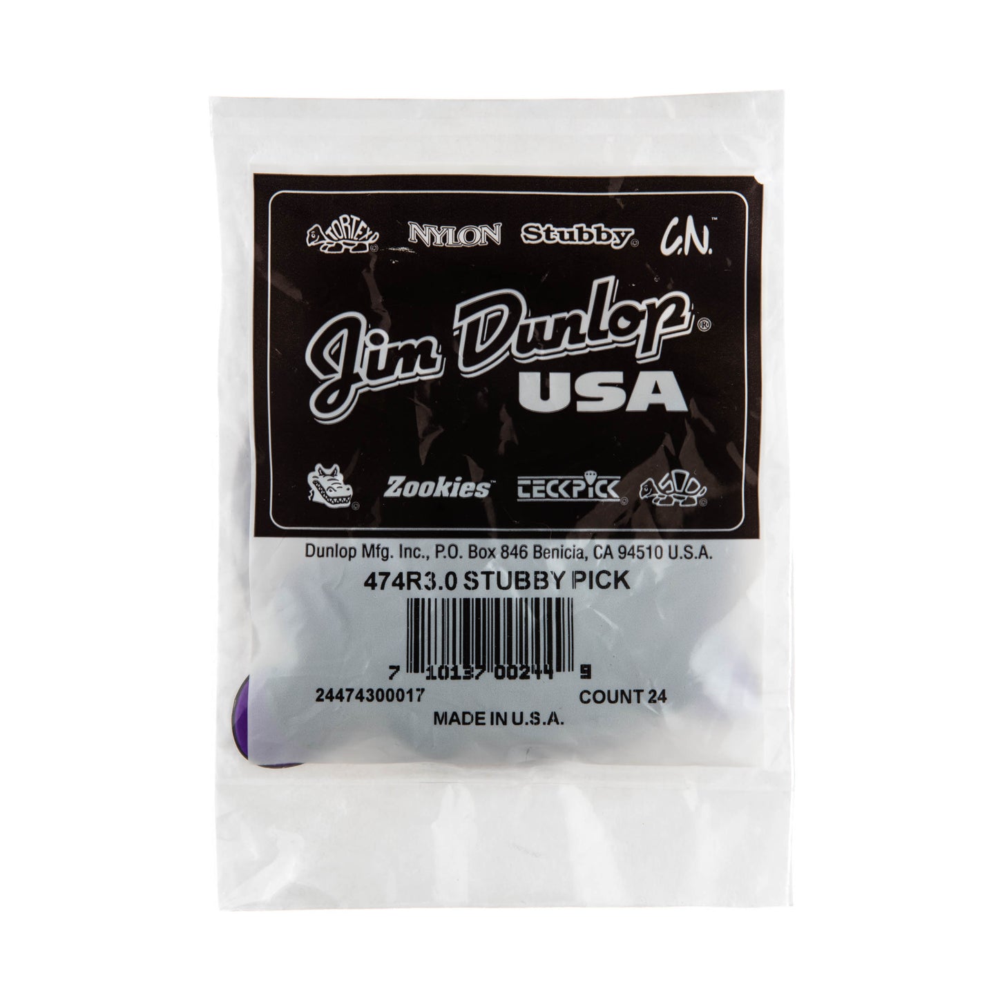Jim Dunlop DUNLOP STUBBY 3.0mm JAZZ GUITAR PICK REFILL BAG 24-PACK - 474R300