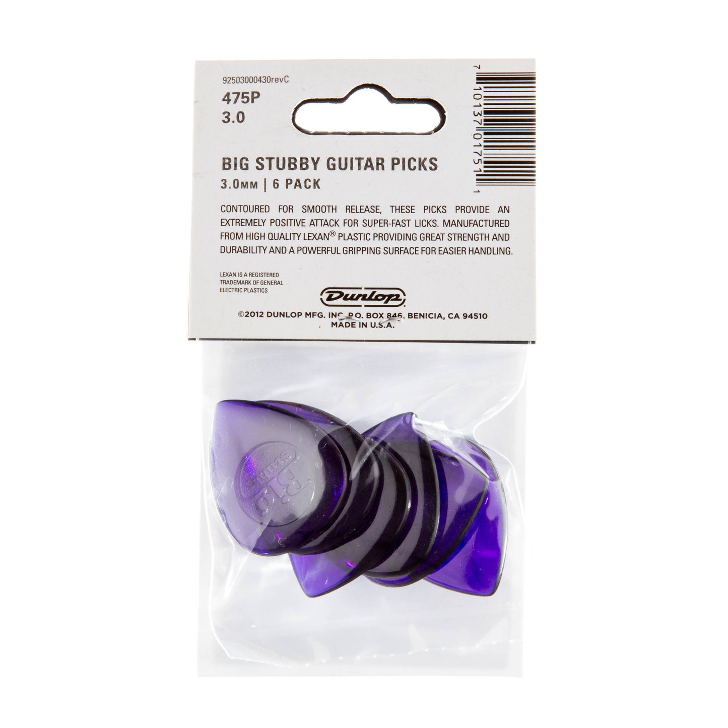 Jim Dunlop DUNLOP BIG STUBBY 3.0mm GUITAR PICK PLAYER'S PACK 06-PACK - 475P300