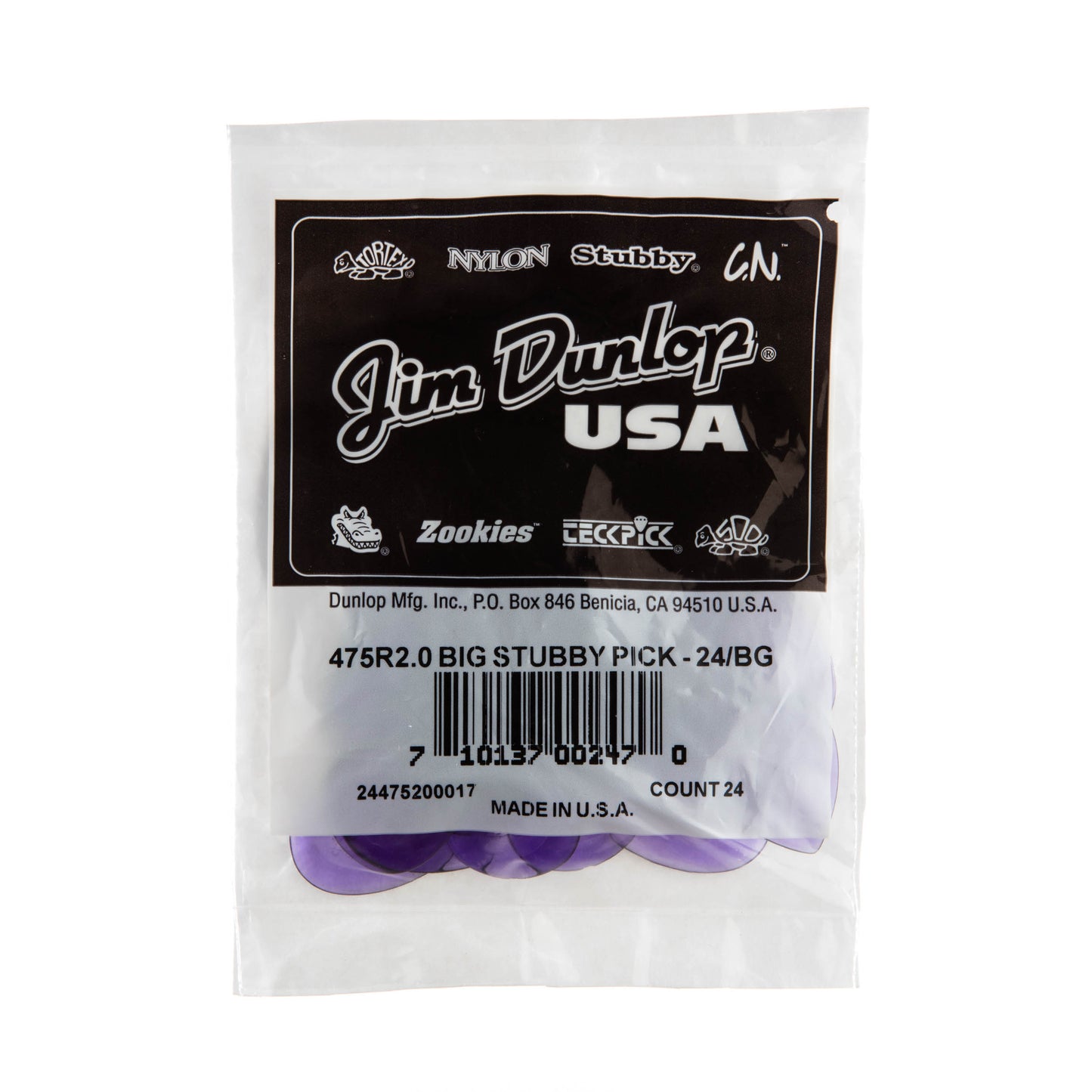 Jim Dunlop DUNLOP BIG STUBBY 2.0mm GUITAR PICK REFILL BAG 24-PACK - 475R200