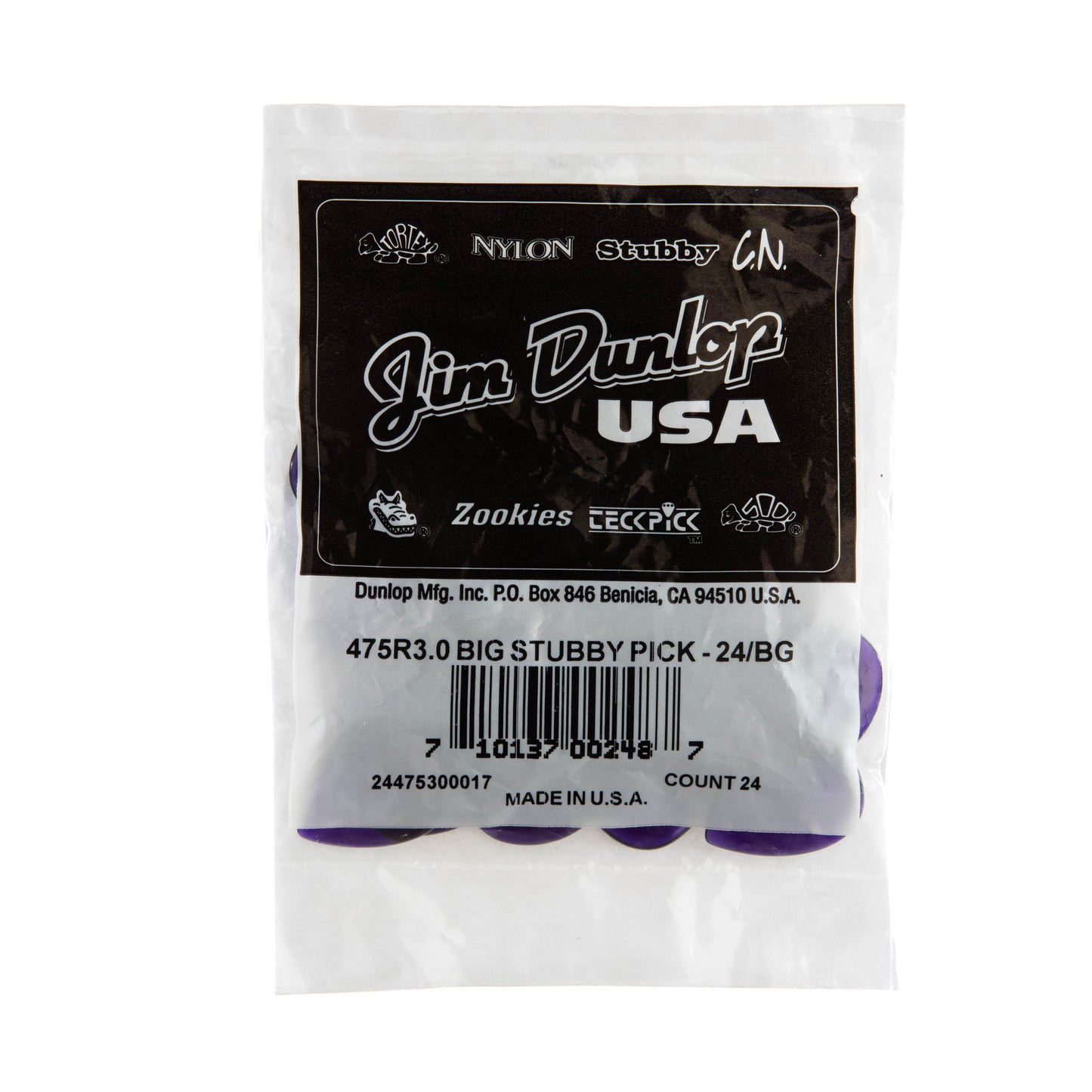 Jim Dunlop DUNLOP BIG STUBBY 3.0mm GUITAR PICK REFILL BAG 24-PACK - 475R300