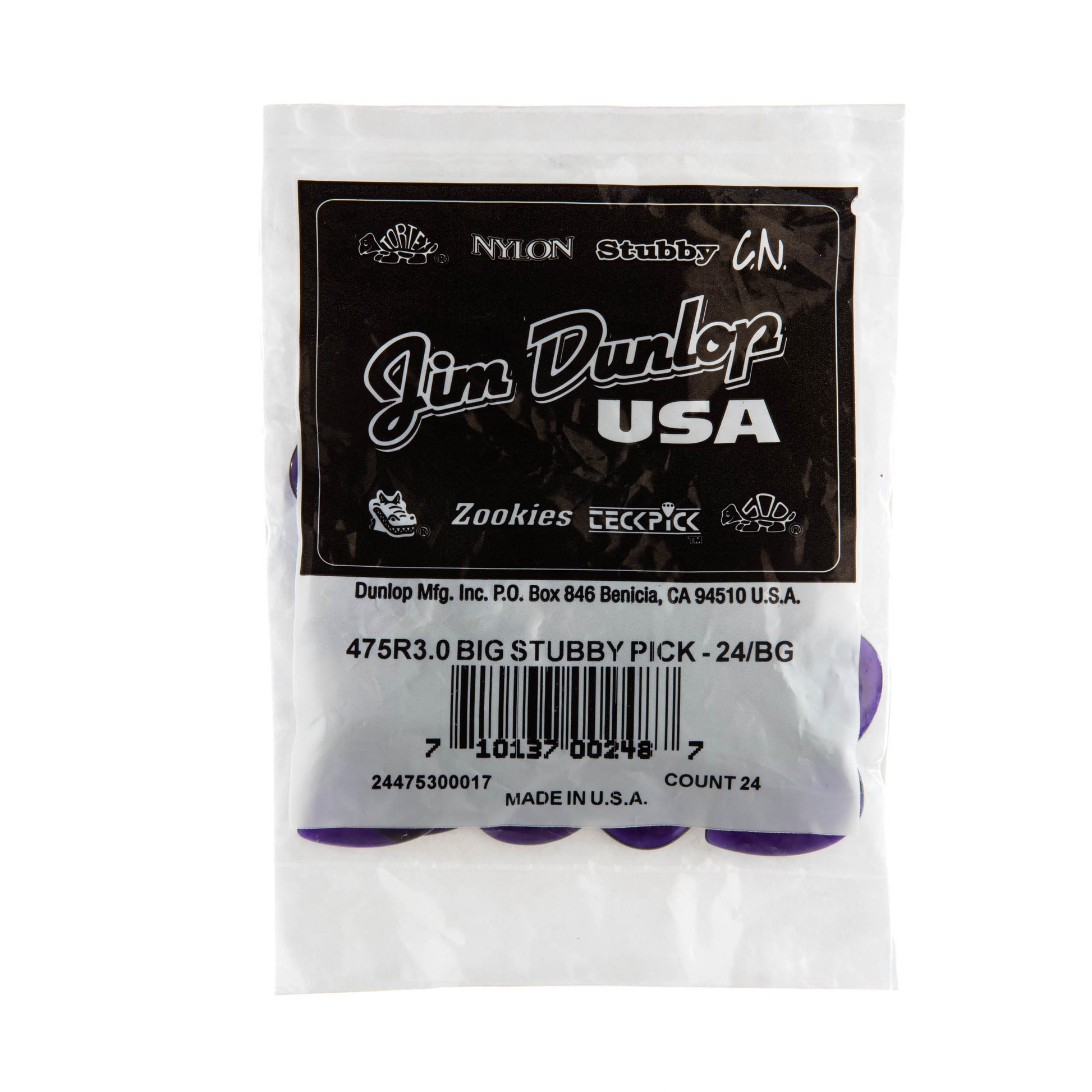Jim Dunlop DUNLOP BIG STUBBY 3.0mm GUITAR PICK REFILL BAG 24-PACK - 475R300