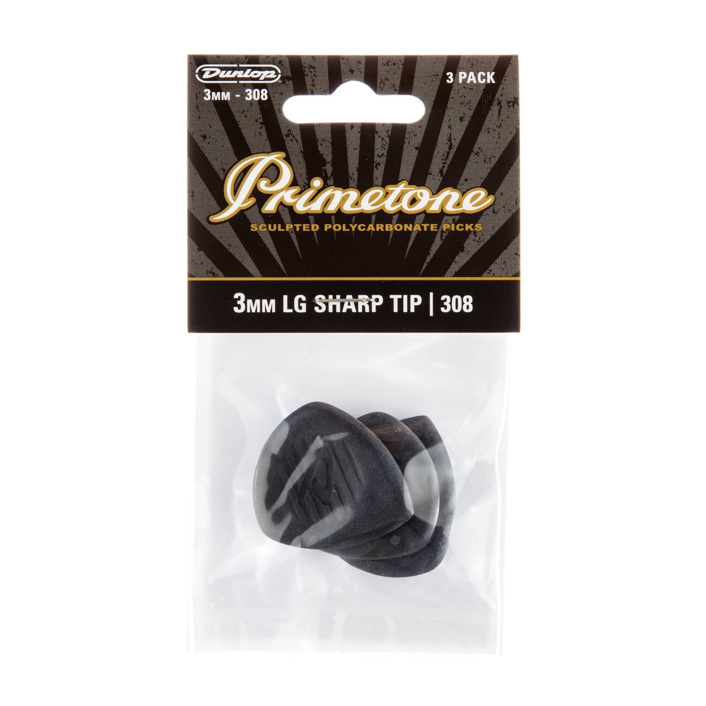 Jim Dunlop DUNLOP PRIMETONE CLASSIC LARGE SHARP TIP 3.0mm GUITAR PICK PLAYER'S PACK 03-PACK - 477P308
