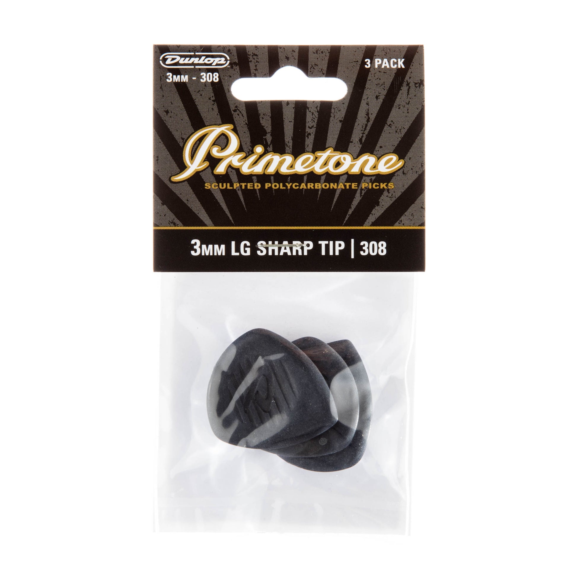 Jim Dunlop DUNLOP PRIMETONE CLASSIC LARGE SHARP TIP 3.0mm GUITAR PICK PLAYER'S PACK 03-PACK - 477P308