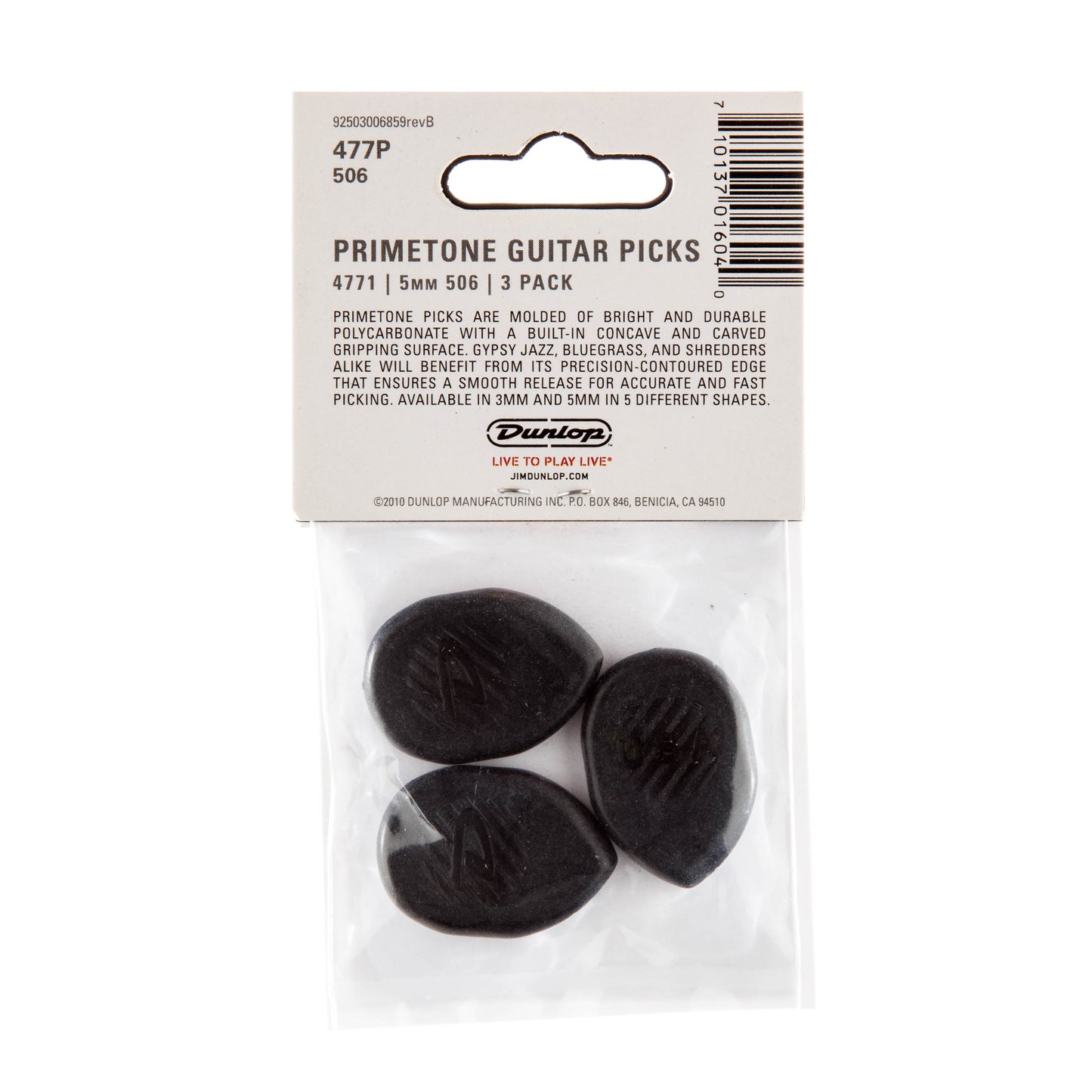 Jim Dunlop DUNLOP PRIMETONE CLASSIC MEDIUM TIP 5.0mm GUITAR PICK PLAYER'S PACK 03-PACK - 477P506