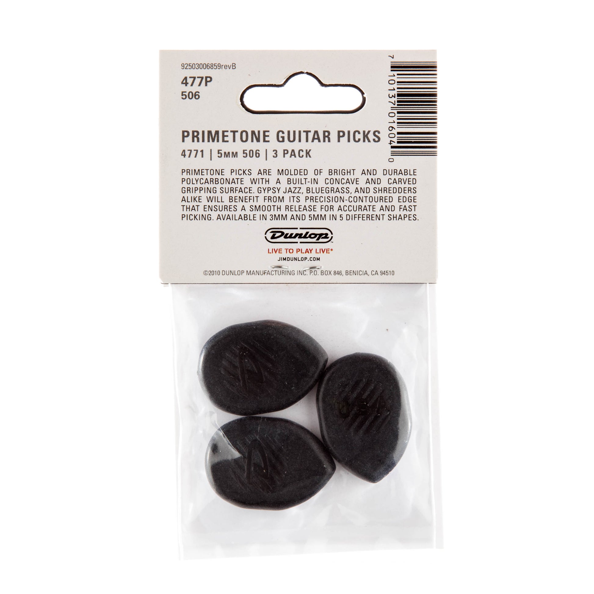 Jim Dunlop DUNLOP PRIMETONE CLASSIC MEDIUM TIP 5.0mm GUITAR PICK PLAYER'S PACK 03-PACK - 477P506